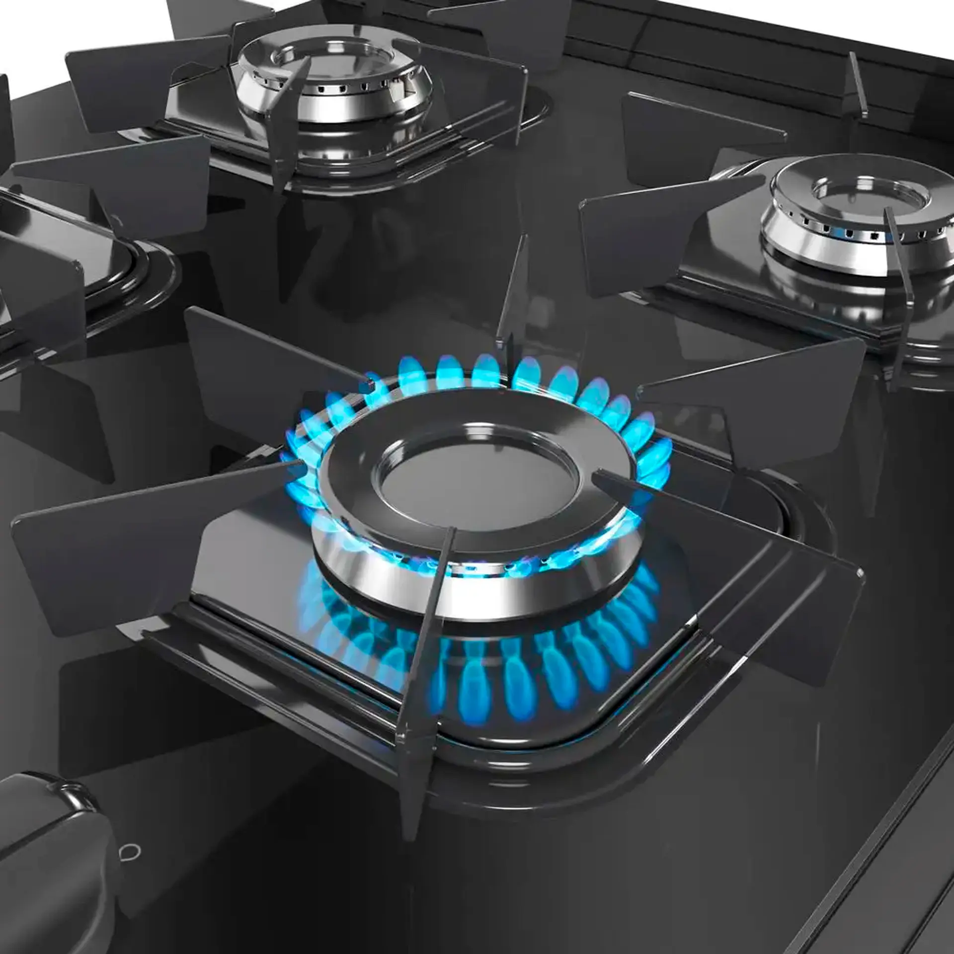 Fogão Mueller MFV4BB 4 Bocas Automático Mesa de Vidro Forno Total Clean - Preto - Bivolt