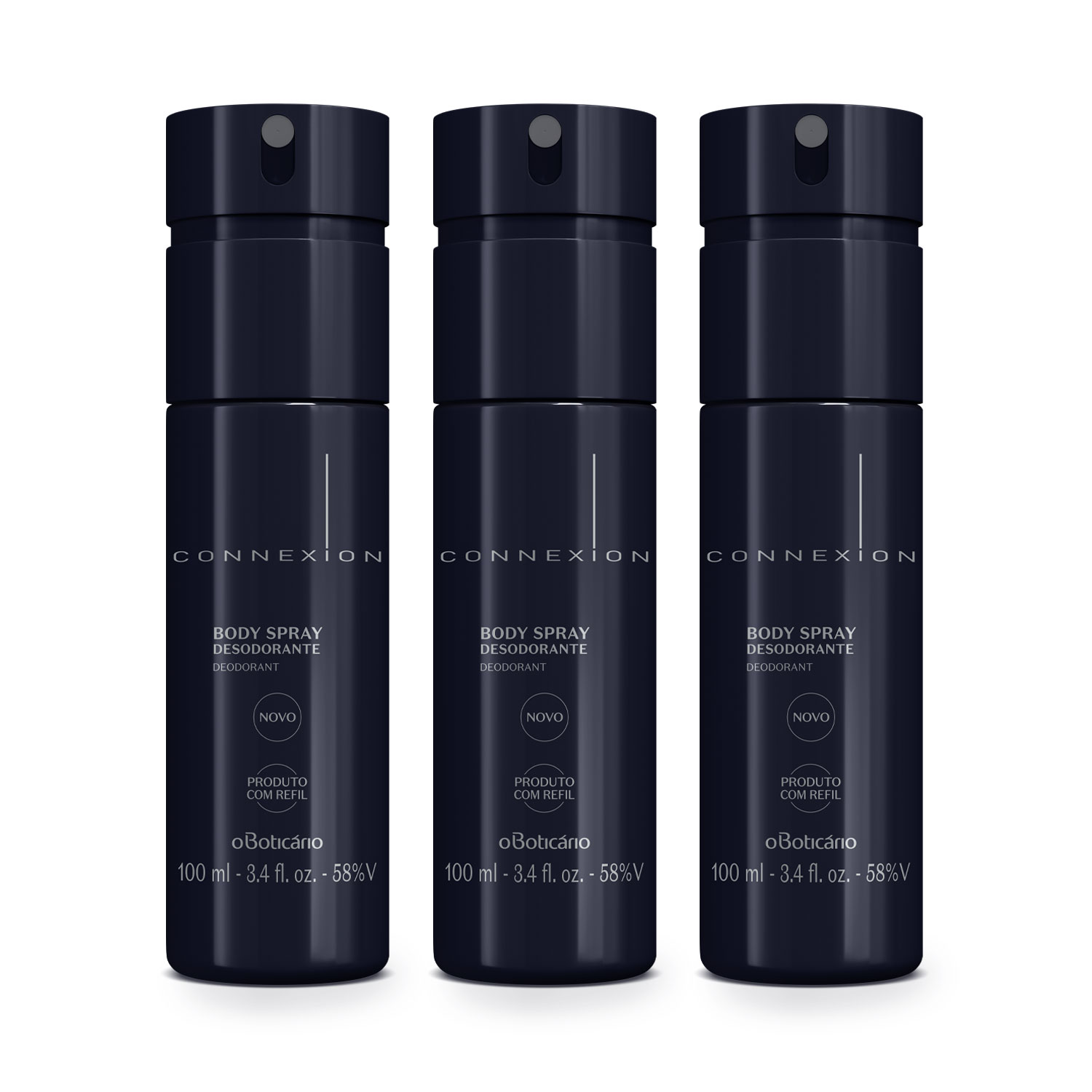 Combo Boticolletion Connexion: Body Spray Desodorante 100ml (3 unidades)