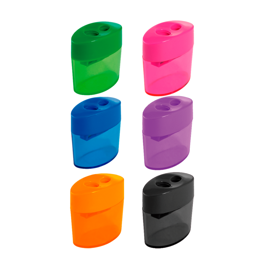 Apontador Leo&Leo Duplo Oval com Depósito Cores Neon Unidade Sortido