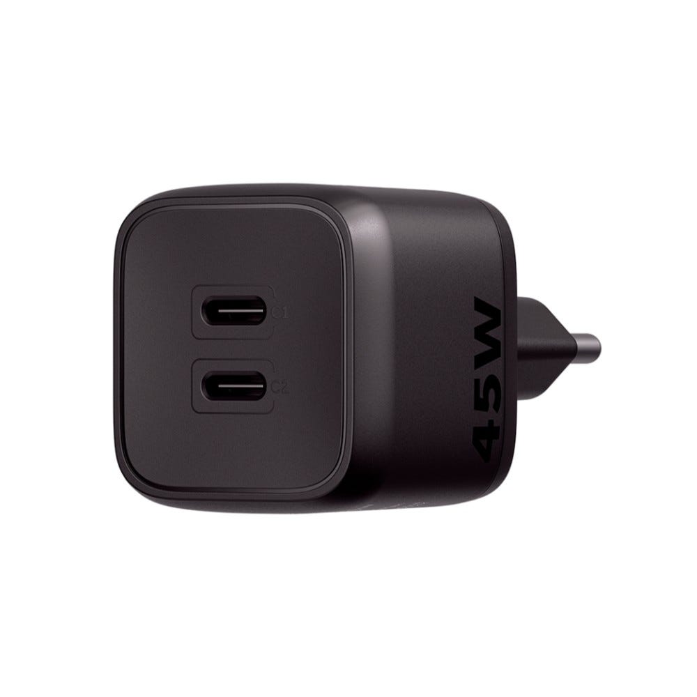 Carregador Ultra Rápido 2 Portas USB-C EC 20 Power 45W GAN Preto Intelbras