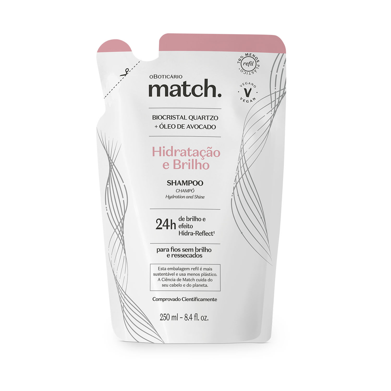 Refil Shampoo Match Hidratação e Brilho 250ml