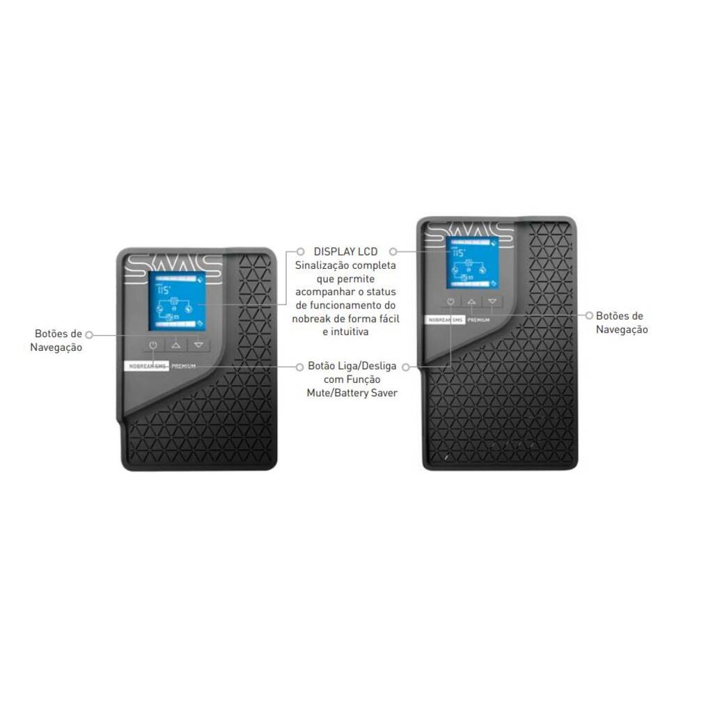 No-Break Senoidal SMS Premium 1.5 KVA Entrada Bivolt e Saída Bivolt Wi-Fi 2 Baterias - com Conexão para Bateria Externa - 29501