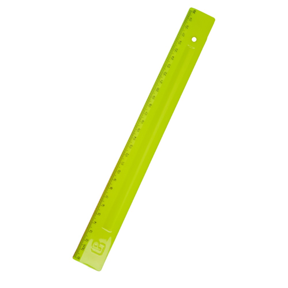 Régua Plástica 30cm Polibras Amarelo Neon Unitário 200131