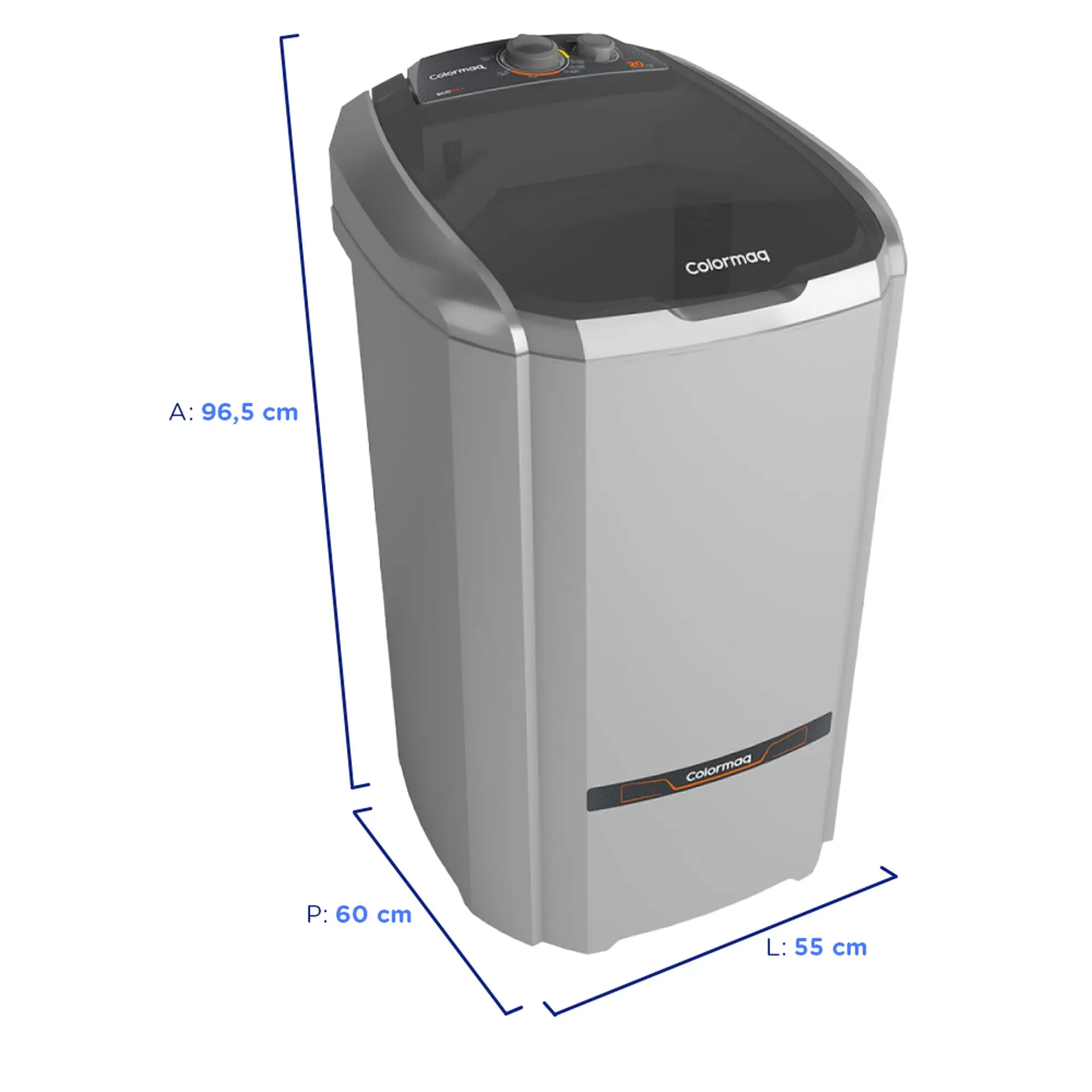 Tanquinho Colormaq EcoMax 20kg Semiautomático Turbilhonamento LCS 20 - Prata - 110 Volts