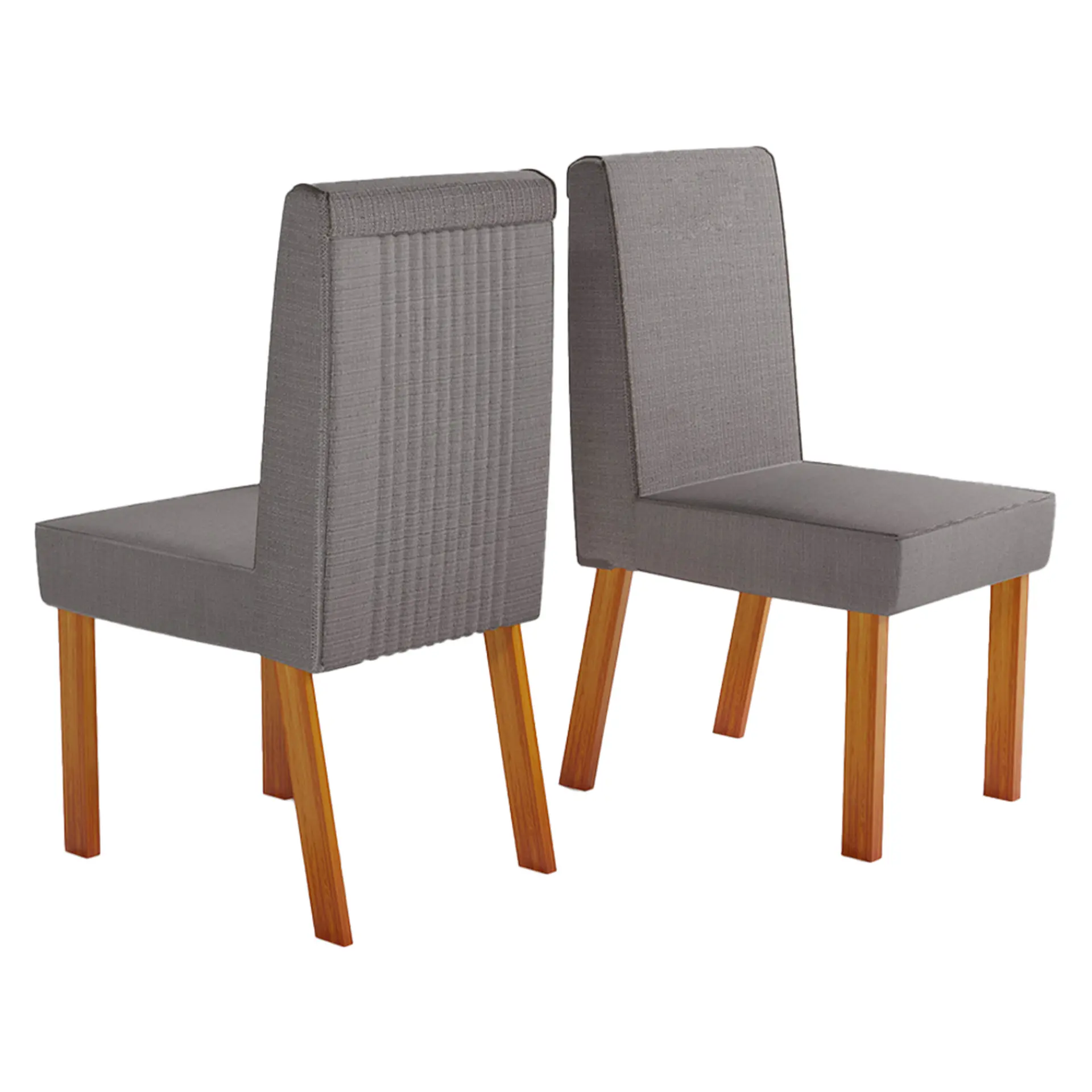 Conjunto de Mesa 8 Cadeiras Tampo MDF Vidro Luxury Bom Pastor - Naturale Off/Cinza