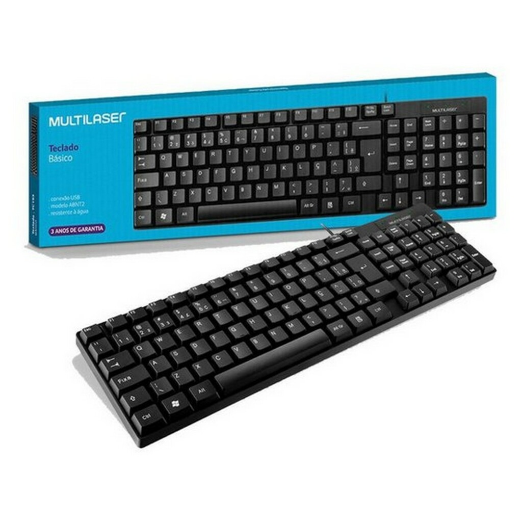 Teclado USB Slim Multilaser Preto - TC193 - Vendido Unitário