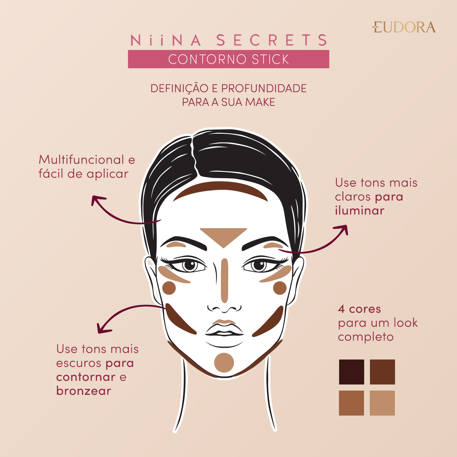 Contorno Stick Multifuncional Cor 1 Niina Secrets 5g