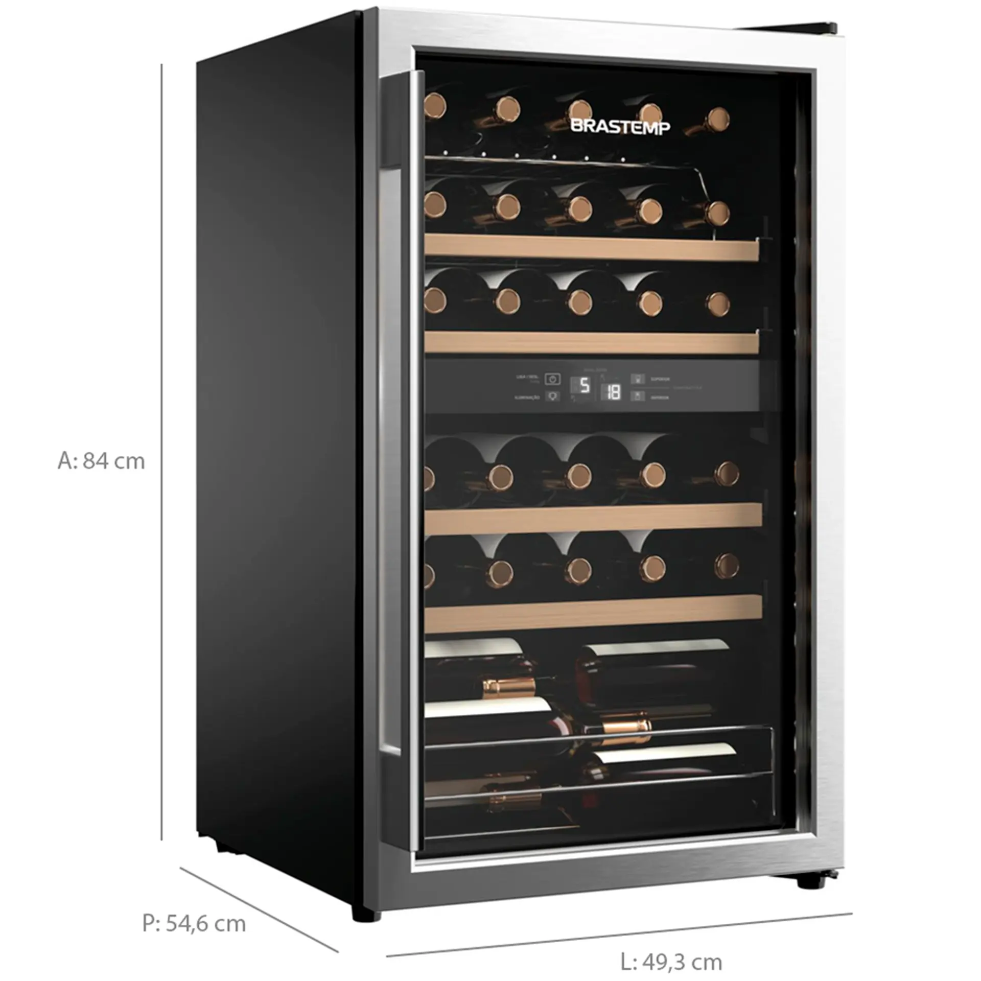 Adega de Vinhos Climatizada Brastemp 33 Garrafas com Painel Touch BZB33BE - Preto - 110 Volts