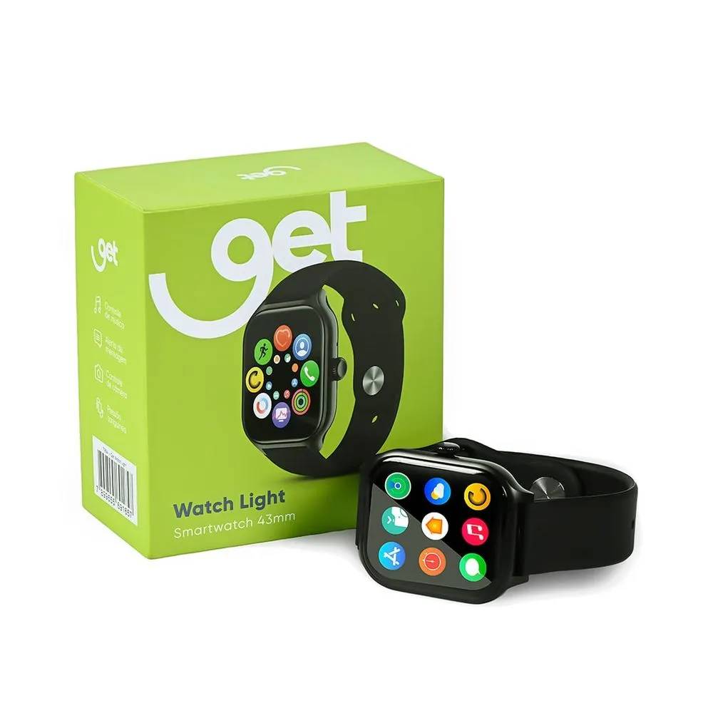 Relógio Smartwatch Watch Light 43mm Android iOS Bluetooth 5.0 Resistente D'água Get Preto 71854