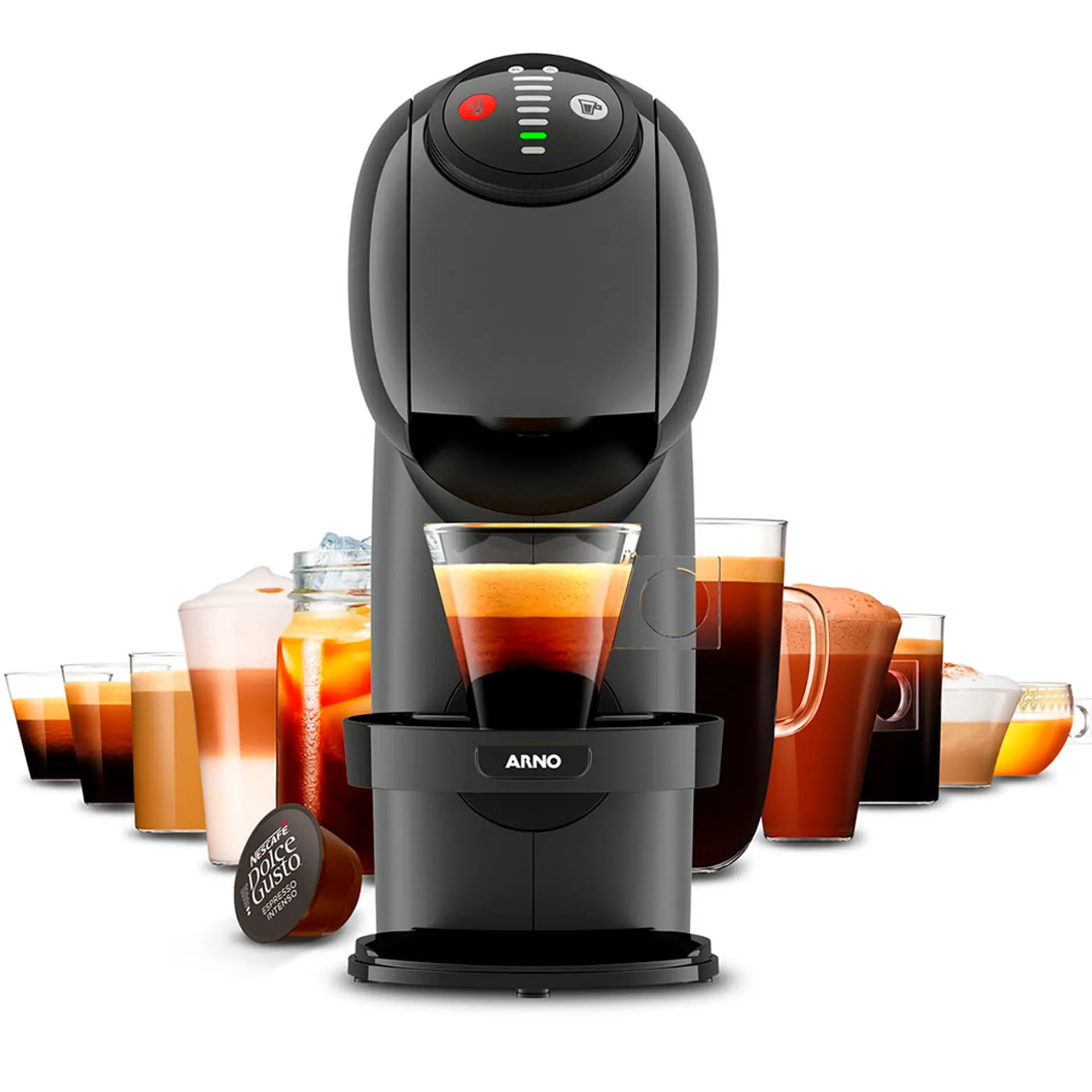 Cafeteira Expresso Arno Dolce Gusto Genio S Basic Multibebidas Digital DGS5 - Grafite - 110 Volts