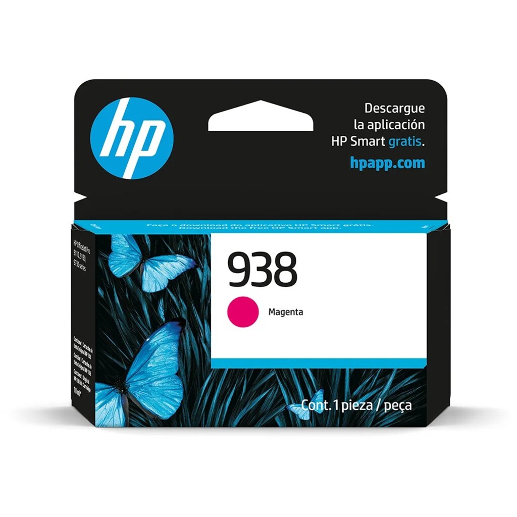 Cartucho de Tinta HP 938 Magenta Original - 4S6X6PL - 800 páginas para 9110, 9120, 9130, 9720, 9730