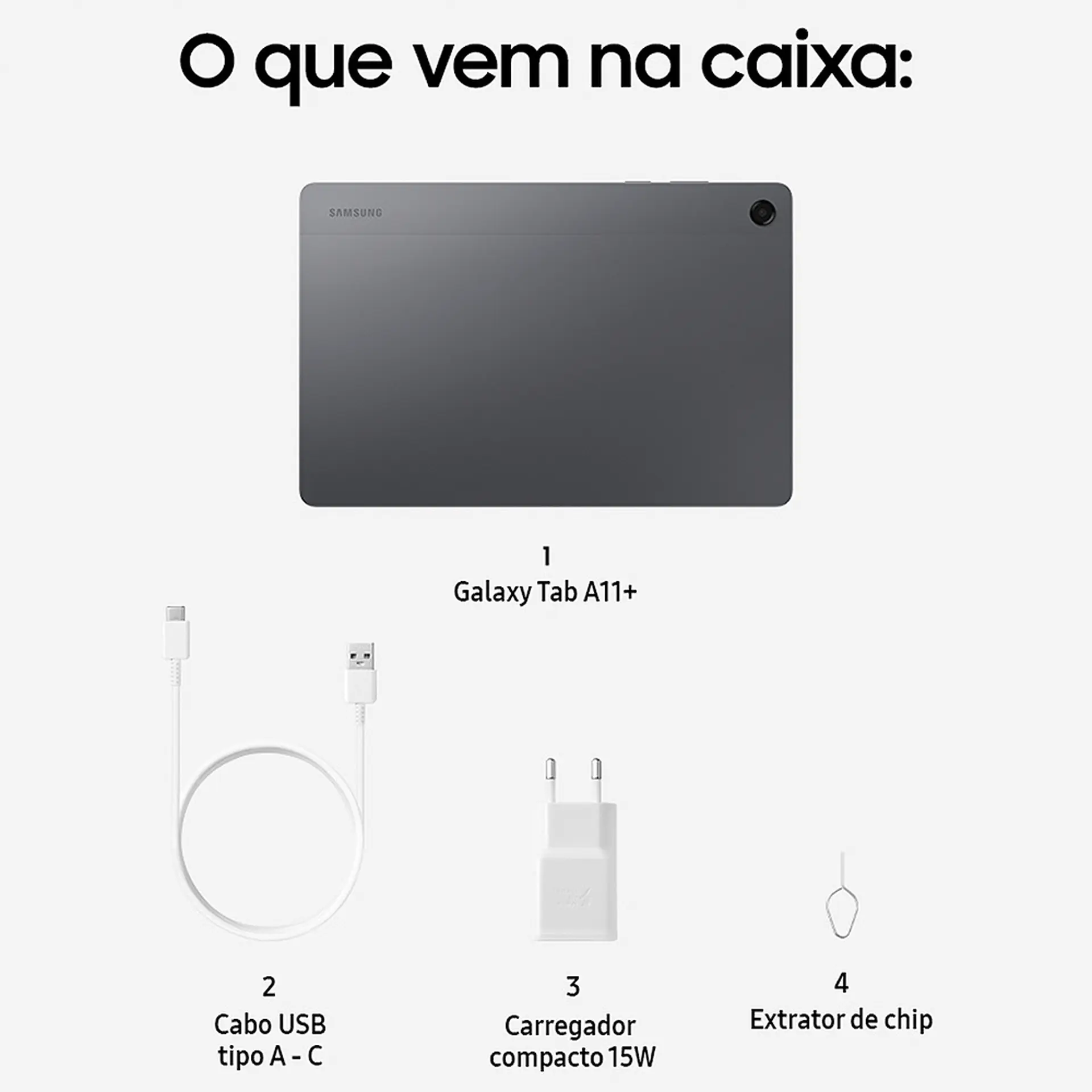 Tablet Samsung Tab A11+ 11" 128GB 6GB Octa-Core Android SM-X230NZAAZTO - Cinza - Bivolt