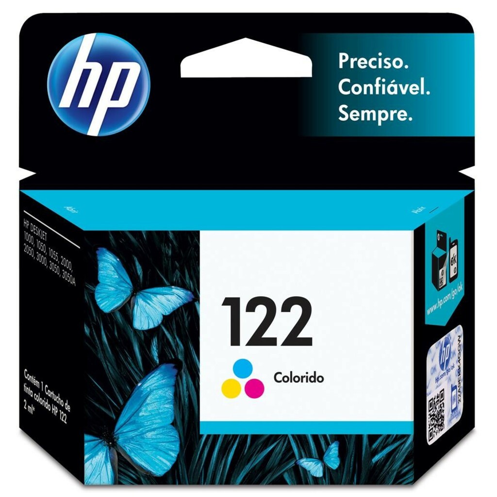 Cartucho de Tinta HP 122 TriColor Original - CH562HB - 100 páginas para J110A, J210A, J510A, J610A