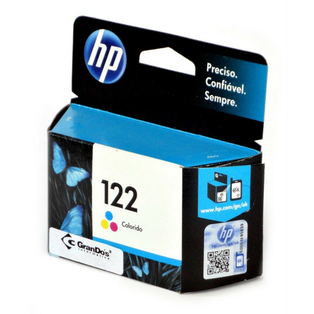 Cartucho de Tinta HP 122 TriColor Original - CH562HB - 100 páginas para J110A, J210A, J510A, J610A