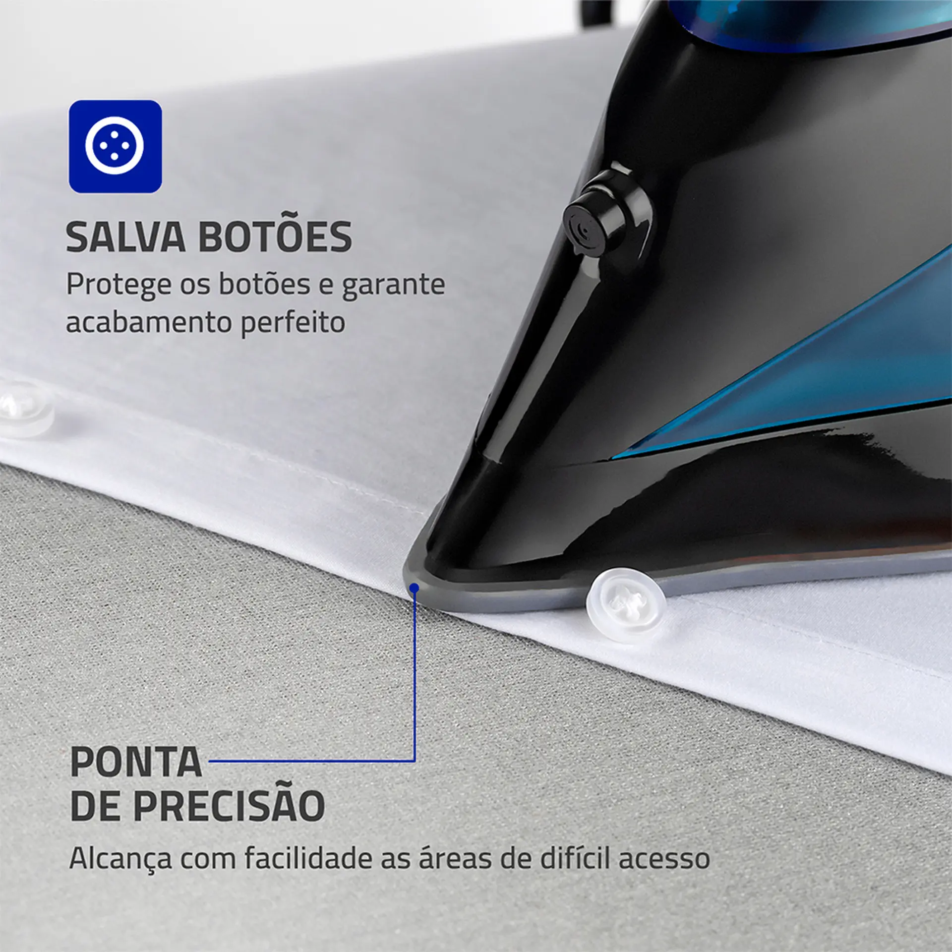 Ferro de Passar a Vapor Mondial Diamond Ceramic F-53 1200W - Preto/Azul - 110 Volts