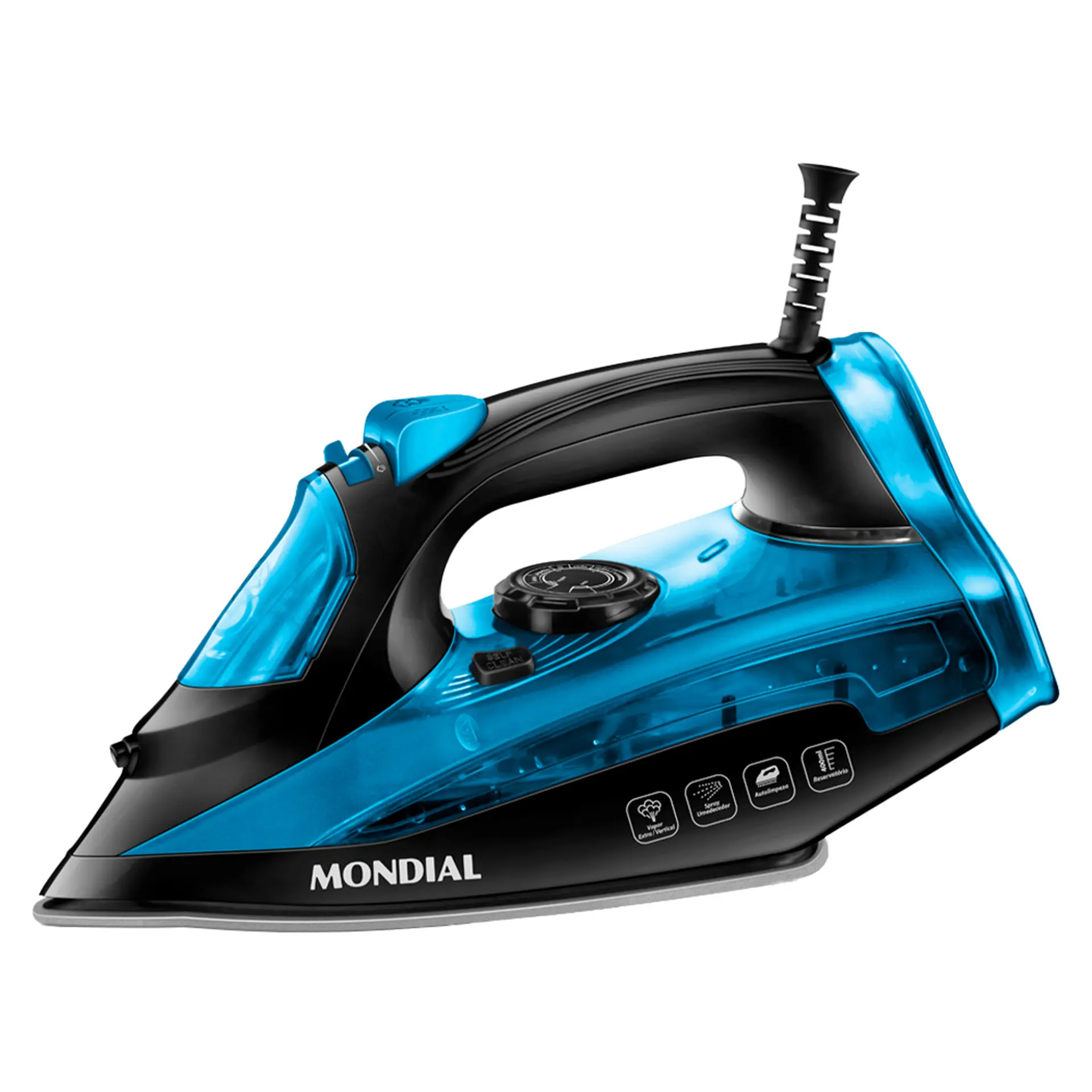 Ferro de Passar a Vapor Mondial Diamond Ceramic F-53 1200W - Preto/Azul - 110 Volts