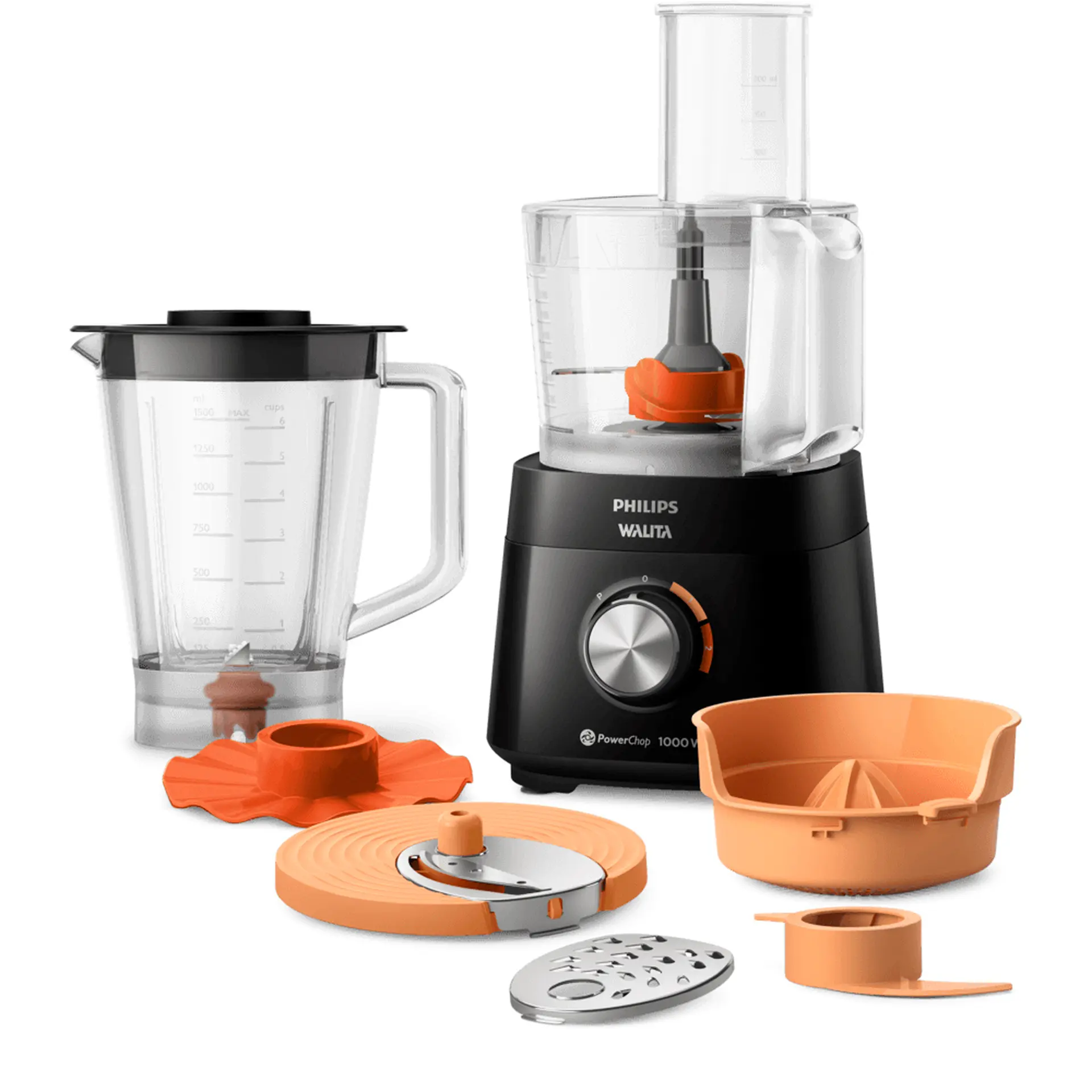 Multiprocessador Philips Walita 2 velocidades 7 em 1 PowerChop 1000W - Preto - 220 Volts