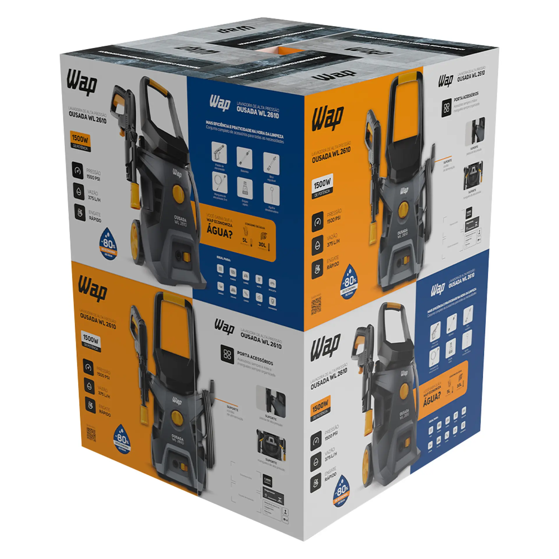 Lavadora de Alta Pressão Wap Ousada WL2610 1750PSI 1500W - Cinza/Amarelo - 110 Volts