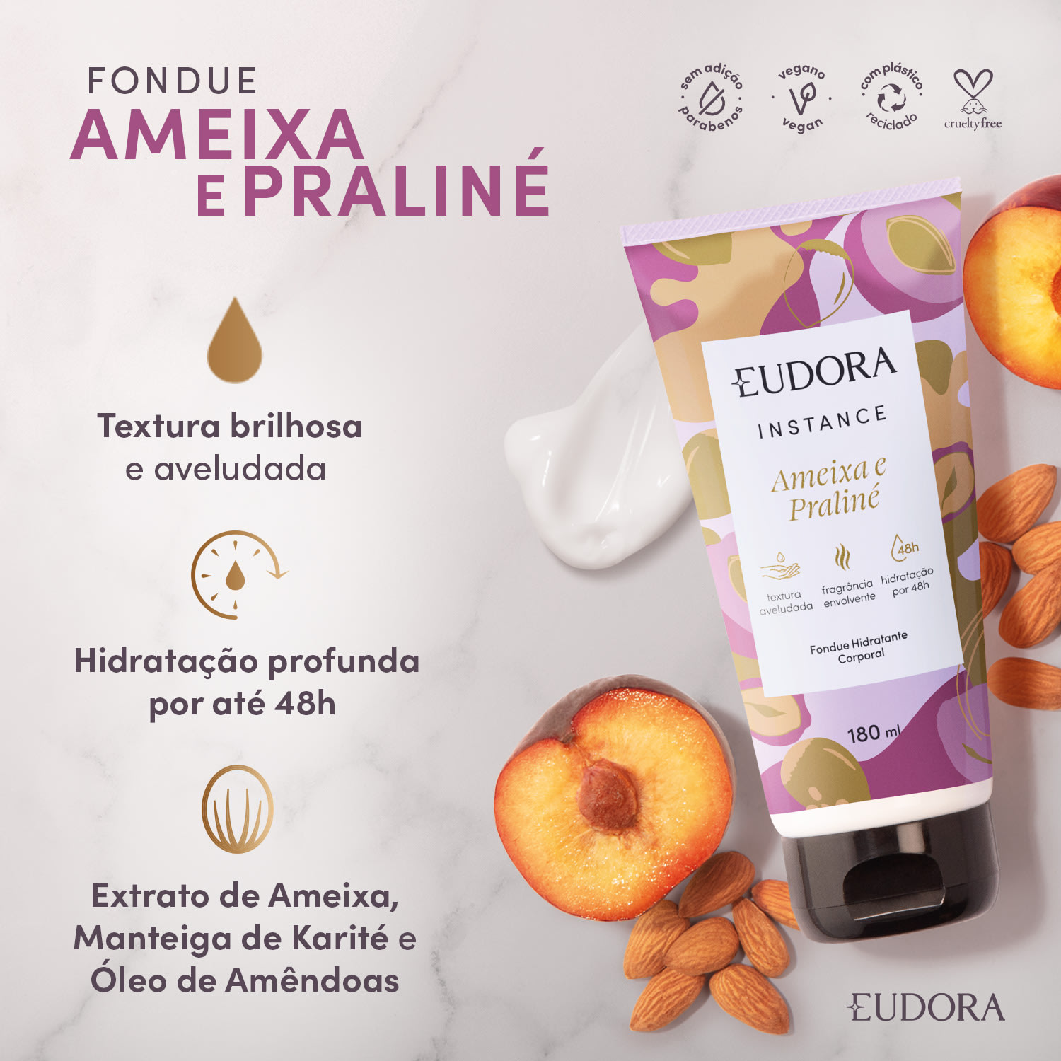 Fondue Hidratante Desodorante Corporal Instance Ameixa e Praliné 180ml