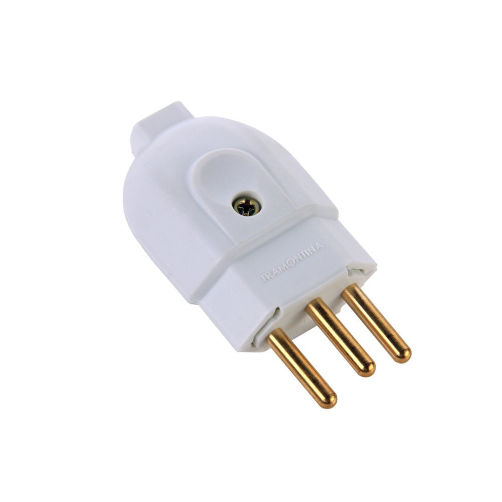 Plug Macho Tramontina 3 Pinos Redondo 10 Amperes Branco - 57402/003 - Unitário