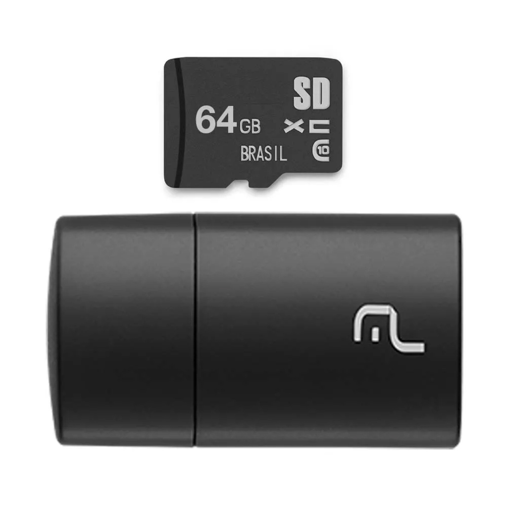 Cartão de Memória Multilaser 64 GB Micro SD+USB Classe 10 com Adaptador - MC164
