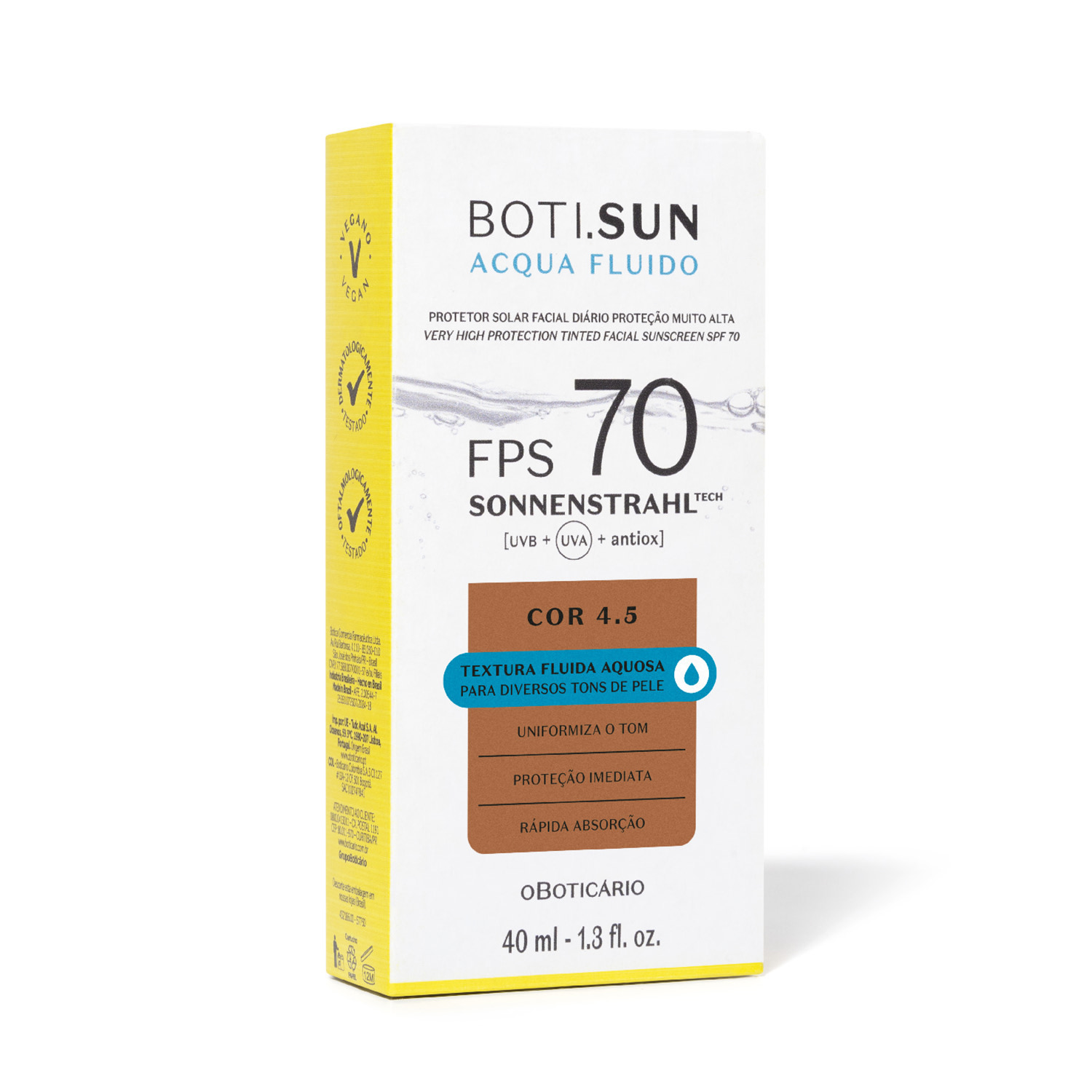 Protetor Solar Facial Com Cor FPS 70 Boti.Sun 4.5 40ml