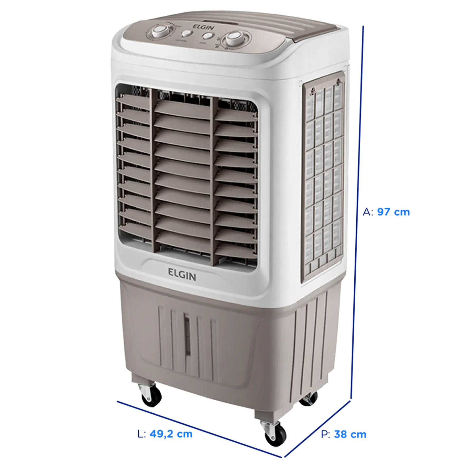 Climatizador de Ar Industrial Elgin Big Air 45L 3 Velocidades Timer - Branco/Cinza - 110 Volts