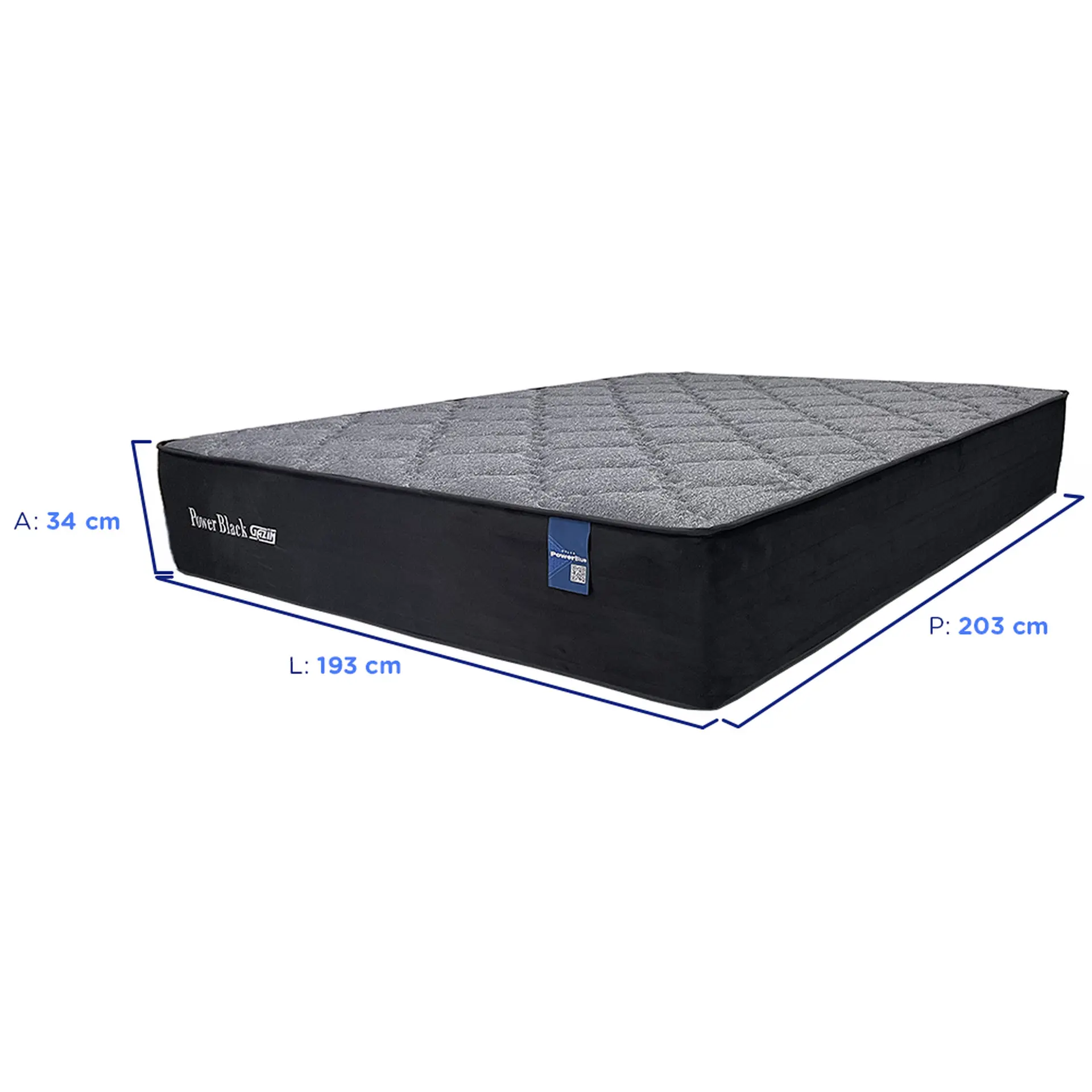 Colchão King Size Molas PowerBlue Gazin Power Black 193x203 - Preto