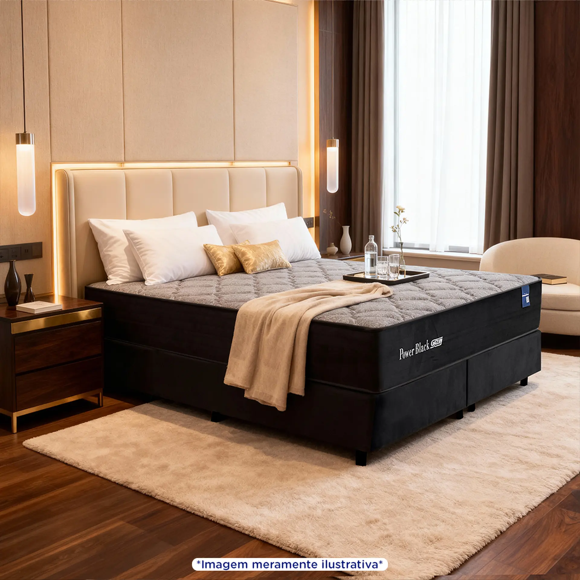 Colchão King Size Molas PowerBlue Gazin Power Black 193x203 - Preto