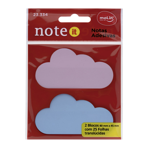 Bloco Adesivo Molin Transparente Nuvens com 25 Folhas