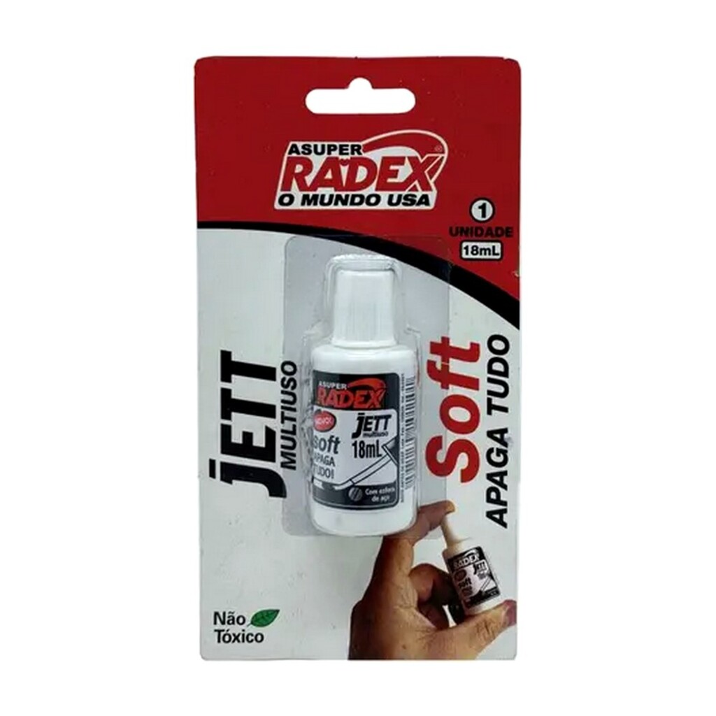 Corretivo Líquido 18ml Base de Água Jett Soft Radex - Blister Unitário - 6228