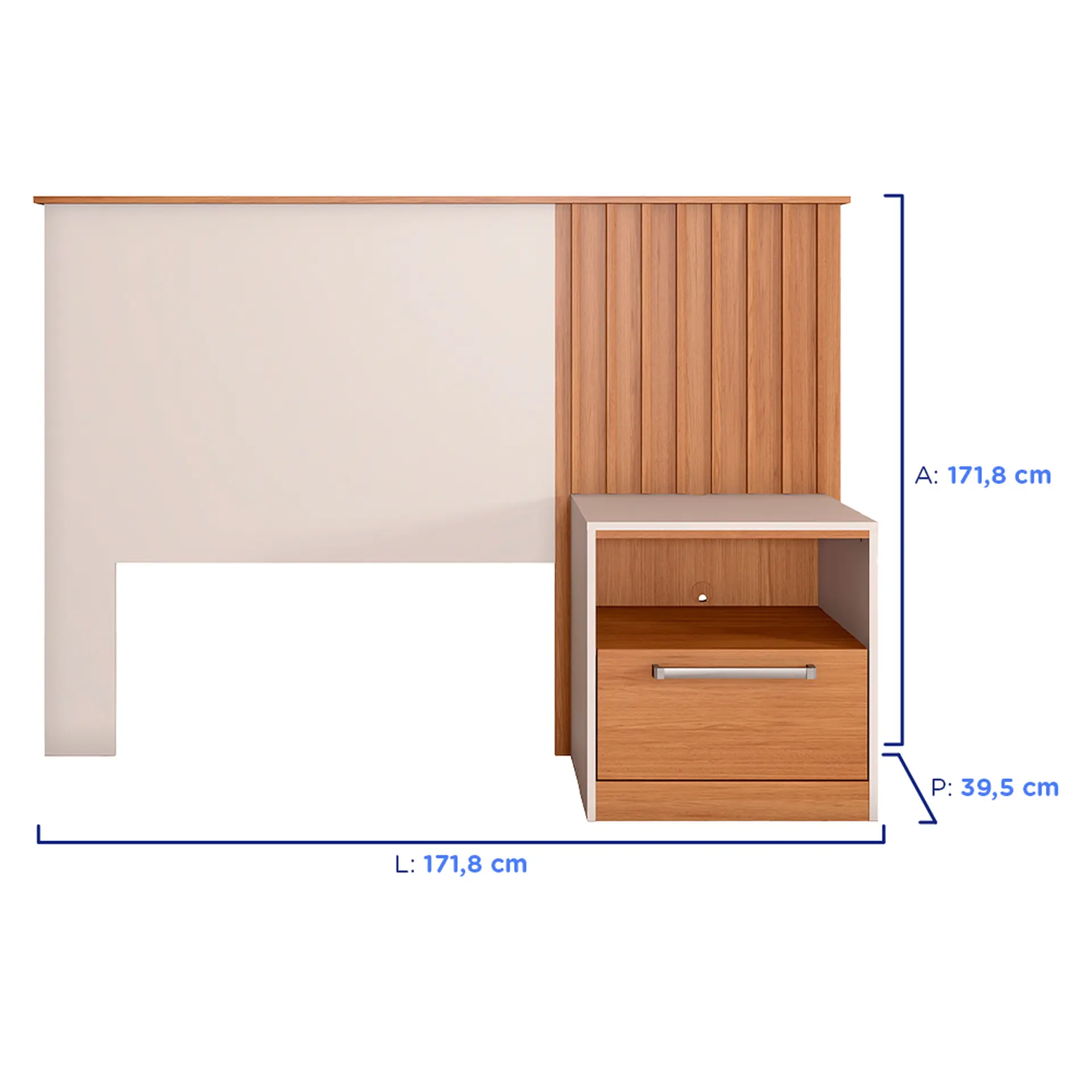 Cabeceira Solteiro com Mesa de Apoio Lucila Caemmun - Freijo/Off White