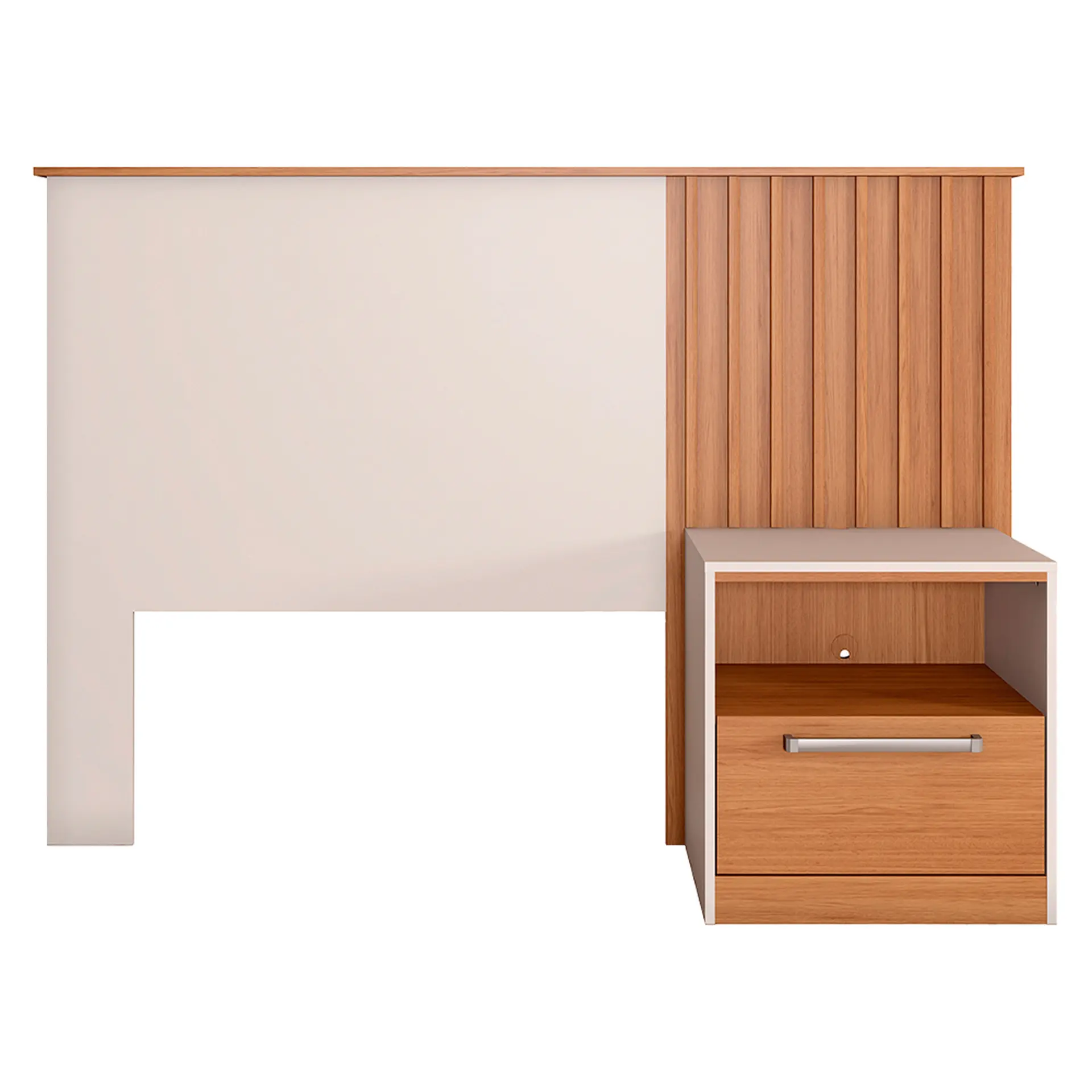 Cabeceira Solteiro com Mesa de Apoio Lucila Caemmun - Freijo/Off White