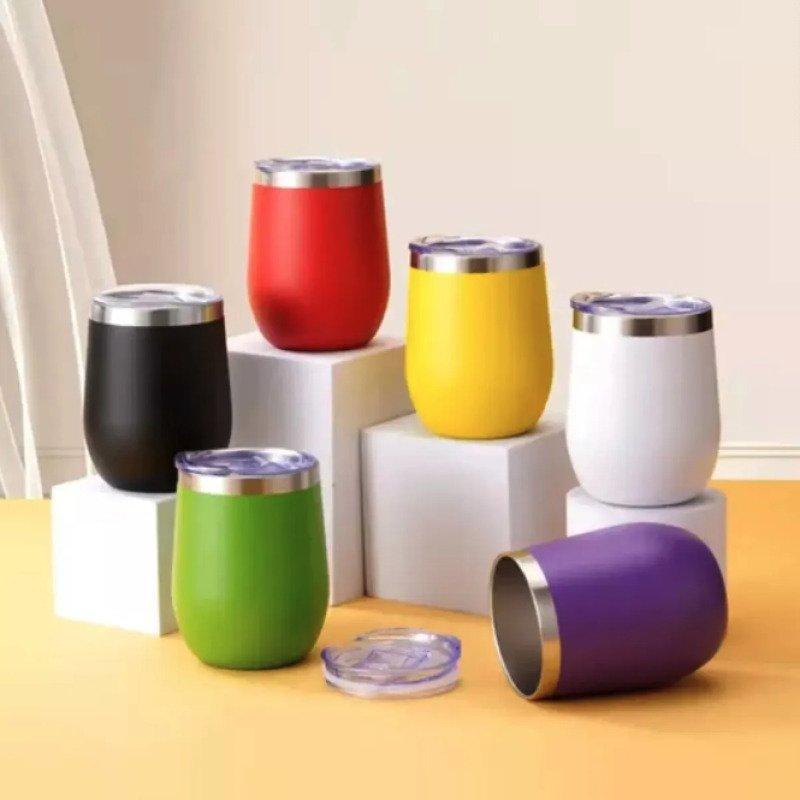 Copo Térmico Cuia 350 ml Aço Inox com Tampa Branco