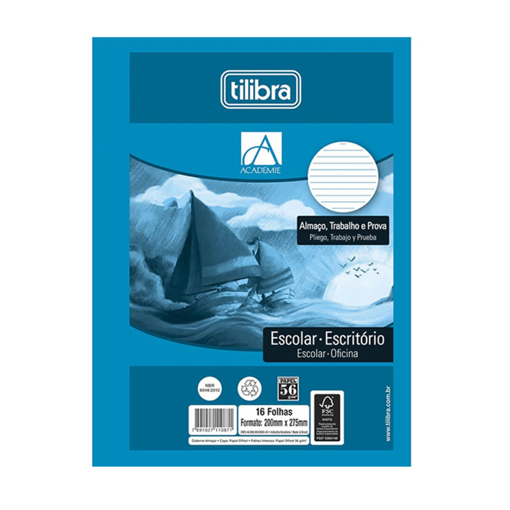 Papel Almaço Pautado 200x275mm Tilibra Pacote com 16 Unidades - 110876