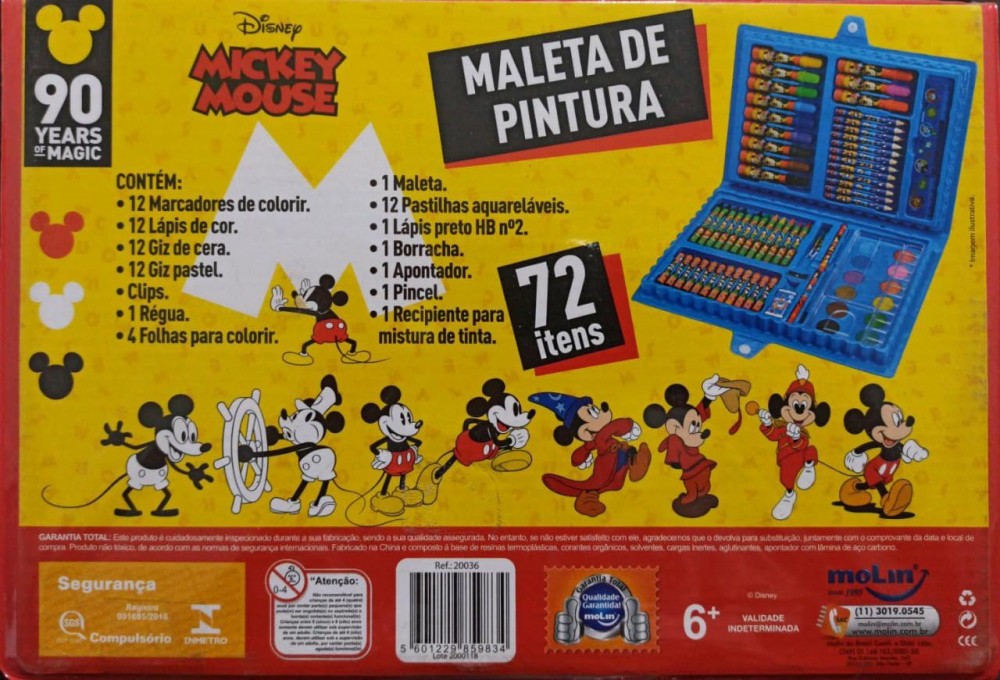 Maleta de Pintura Molin Mickey com 72 Itens Completa