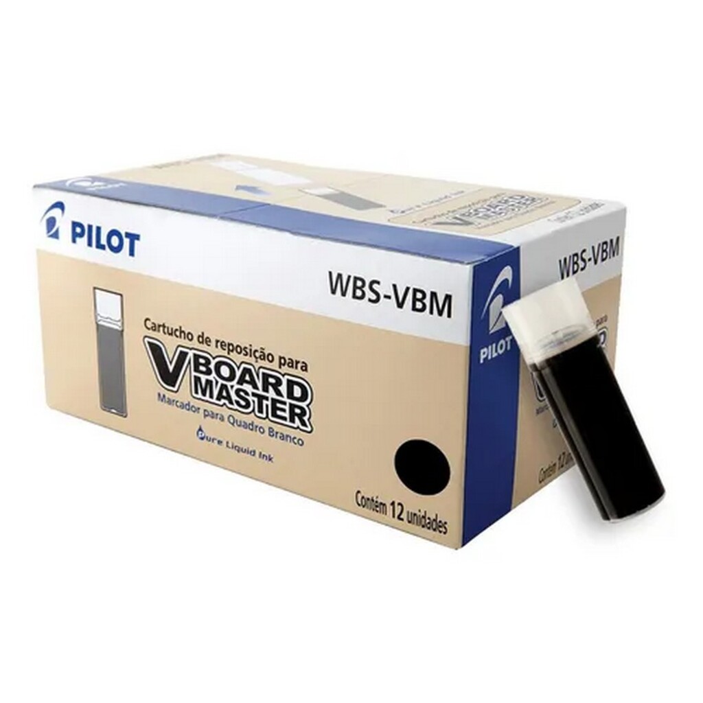 Refil para Caneta Marcador Quadro Branco 5,5ml Caixa com 12 Unidades Preto - Pilot - WBS-VBM PR