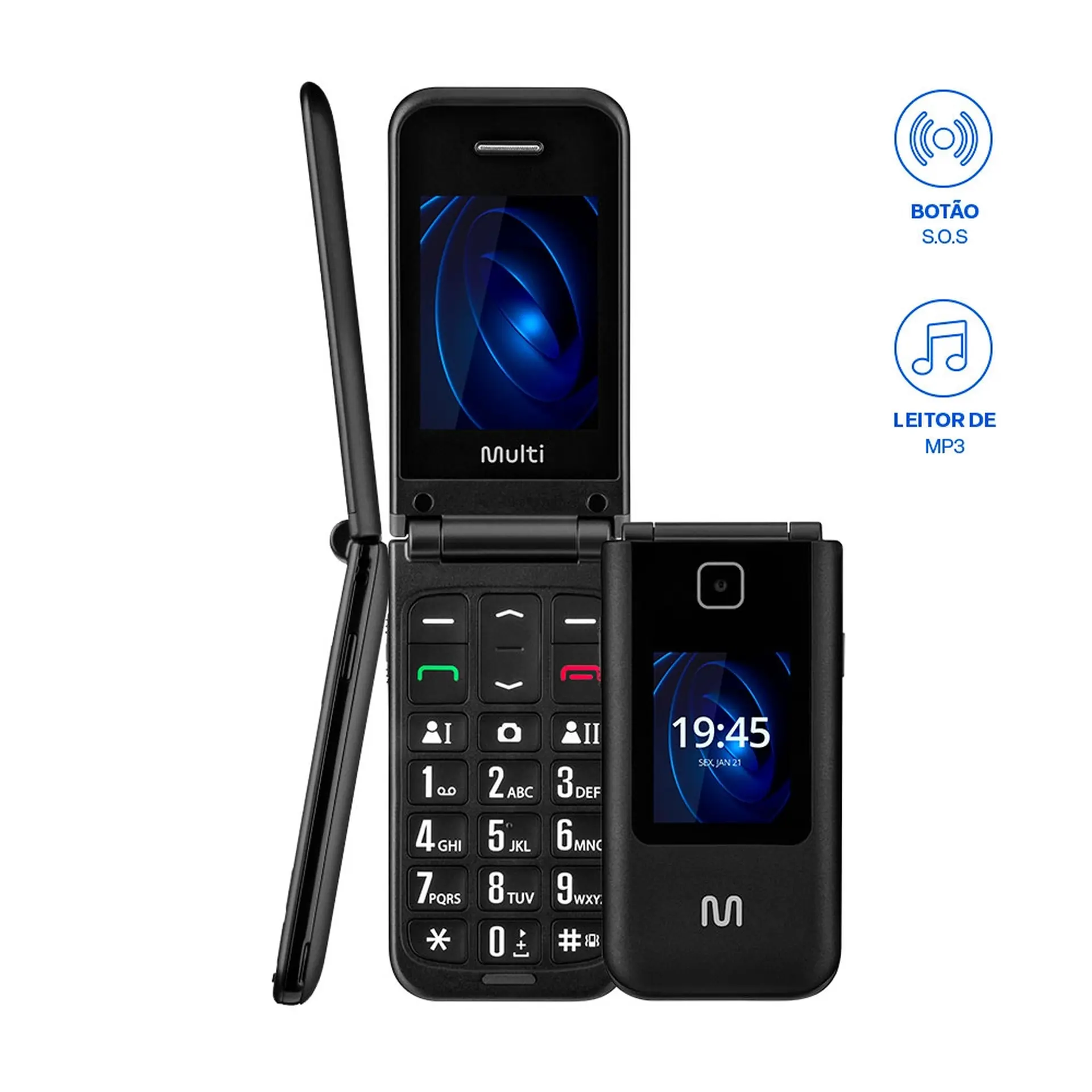 Celular Multilaser Flip Vita Duo 2.4" 32MB Câmera VGA P9145 - Preto