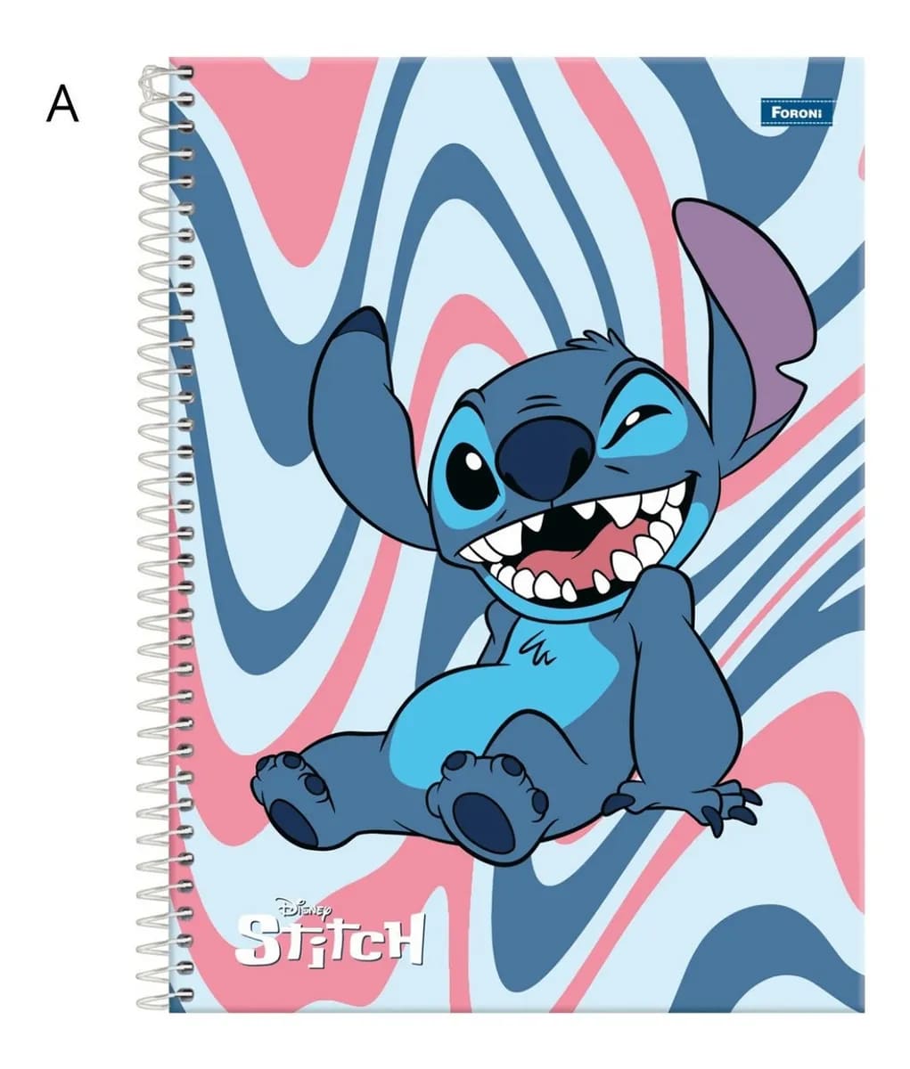 Caderno Universitário Foroni Stitch 160 Folhas com 10 Matéria Grande Sortido