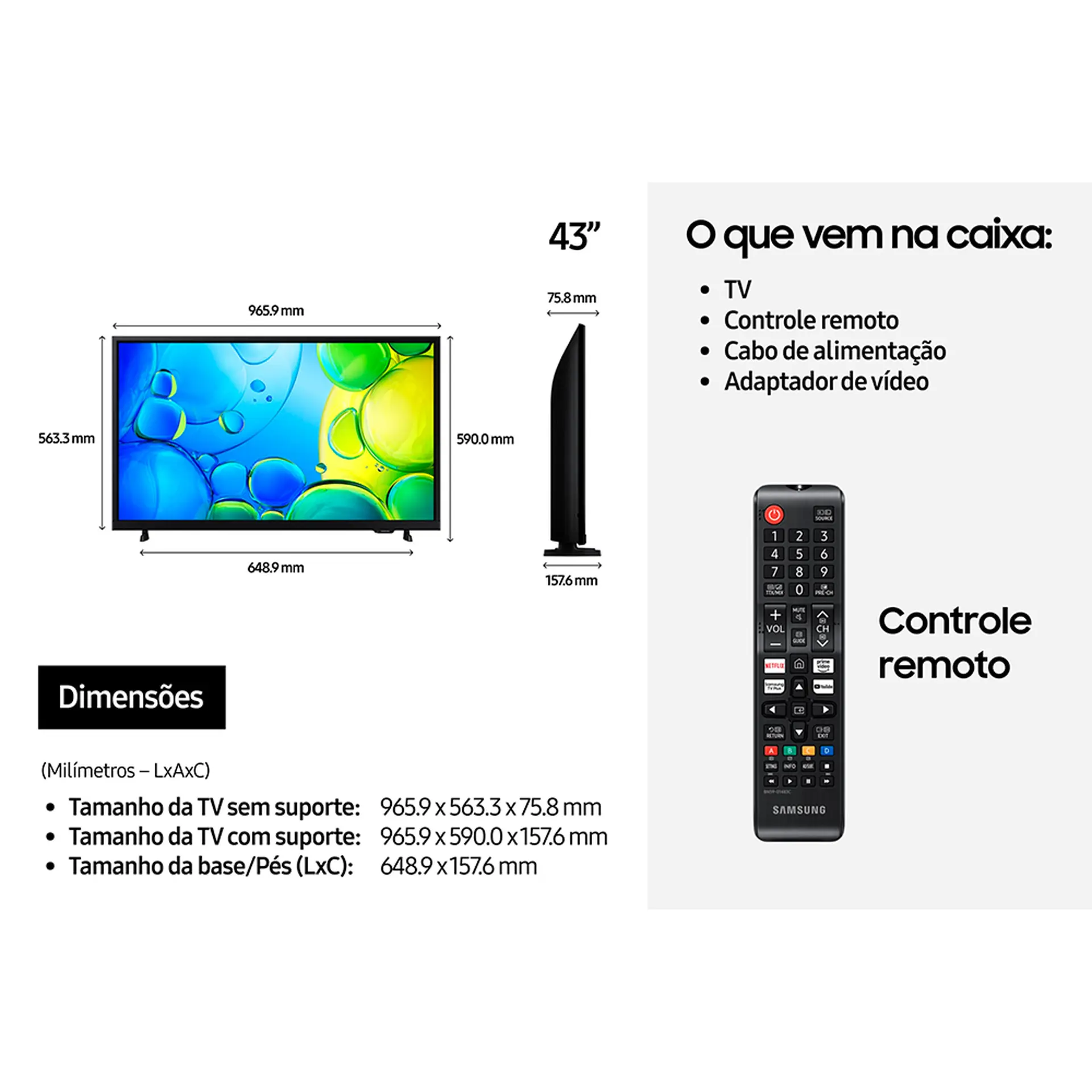 Smart TV Samsung LED 43” Full HD Wi-Fi Tizen UN43F6000FGXZD