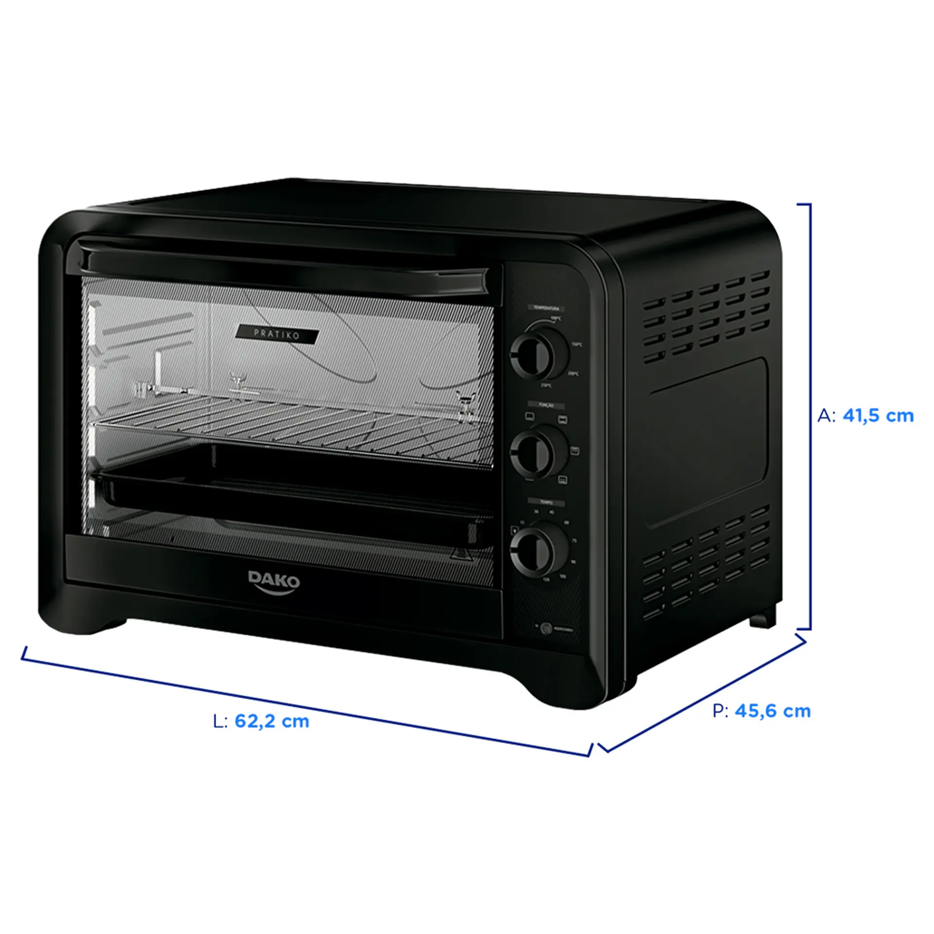 Forno Elétrico 70L Dako Pratiko - Preto - 220 Volts