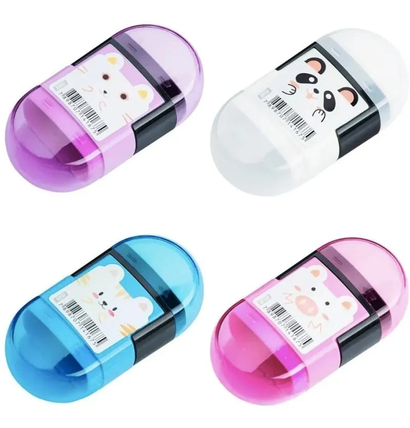 Apontador com Borracha BRW Zoo Pet Plástico Unidade Sortido