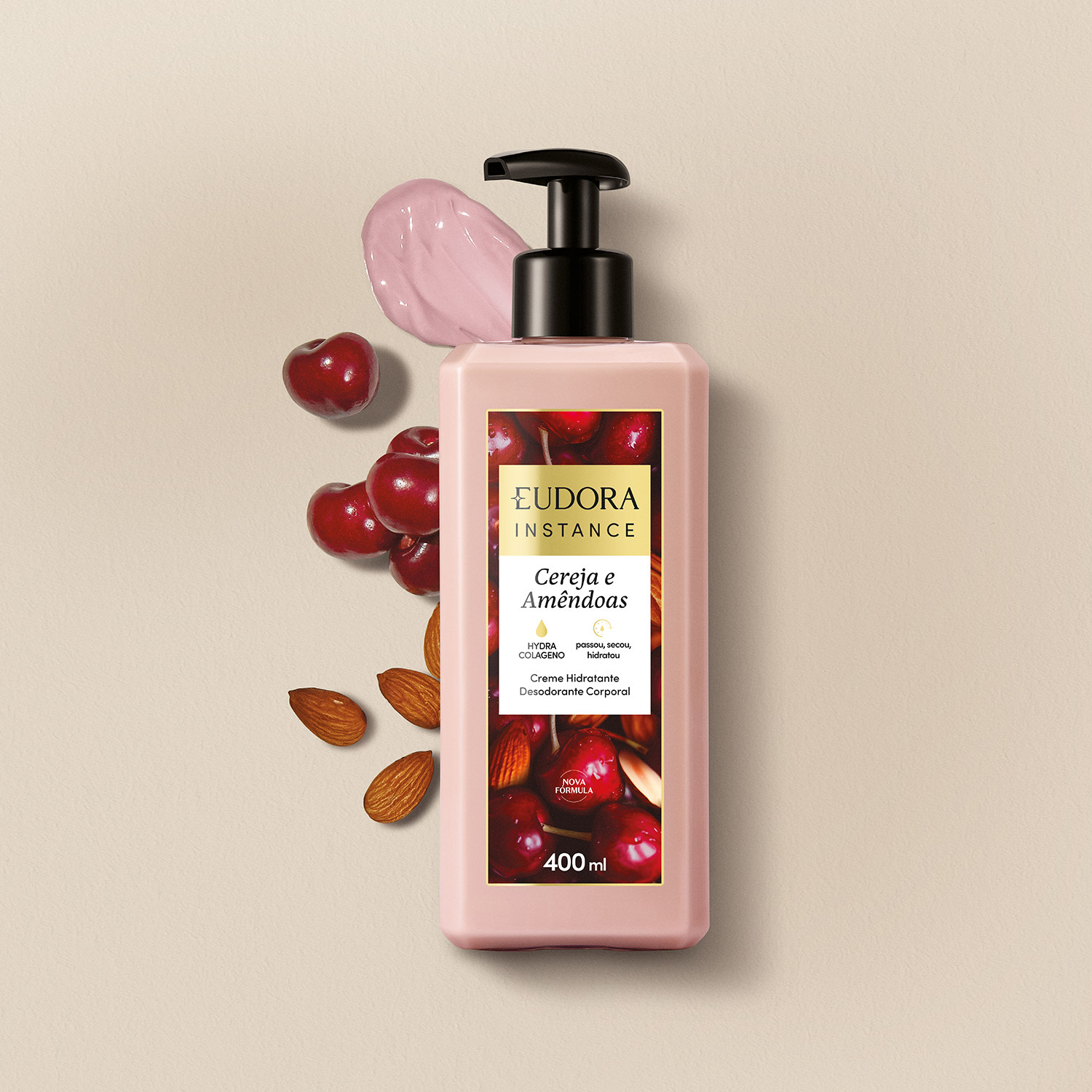 Creme Hidratante Desodorante Corporal Instance Cereja e Amêndoas 400ml
