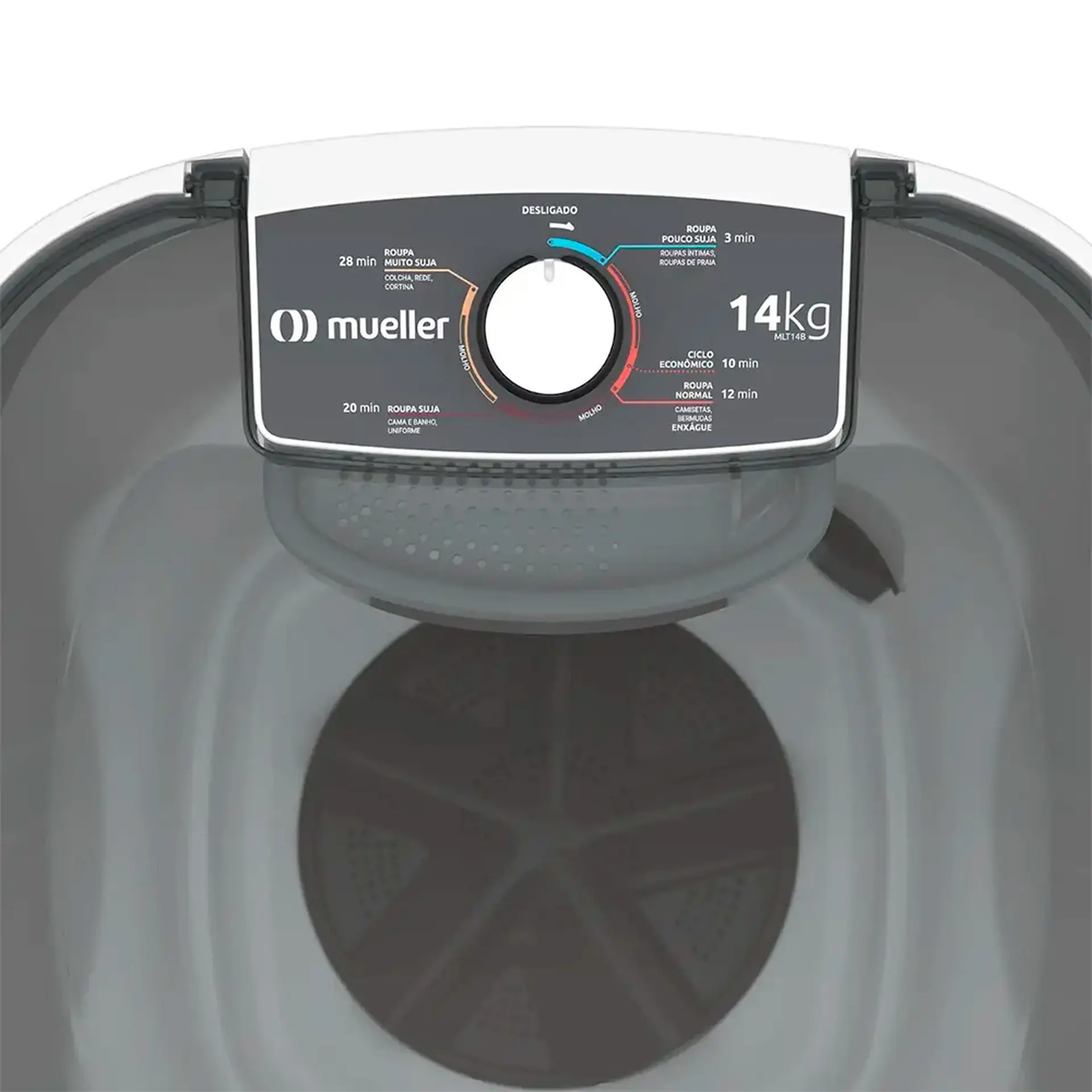 Tanquinho Mueller 14kg Semiautomático com Agitador Removível MLT14B - Branco - 110 Volts