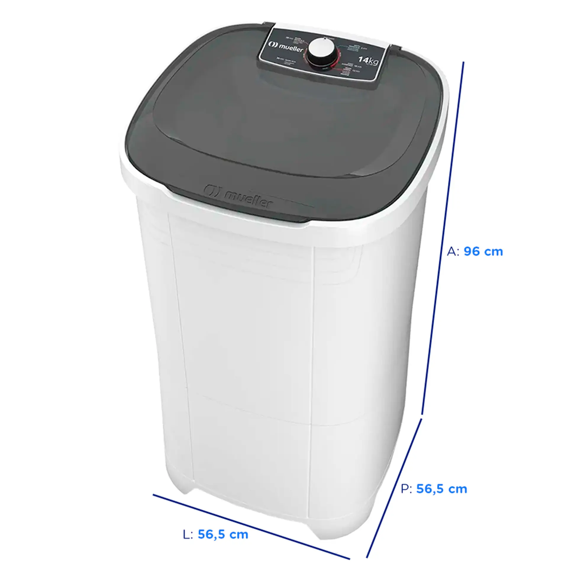 Tanquinho Mueller 14kg Semiautomático com Agitador Removível MLT14B - Branco - 110 Volts