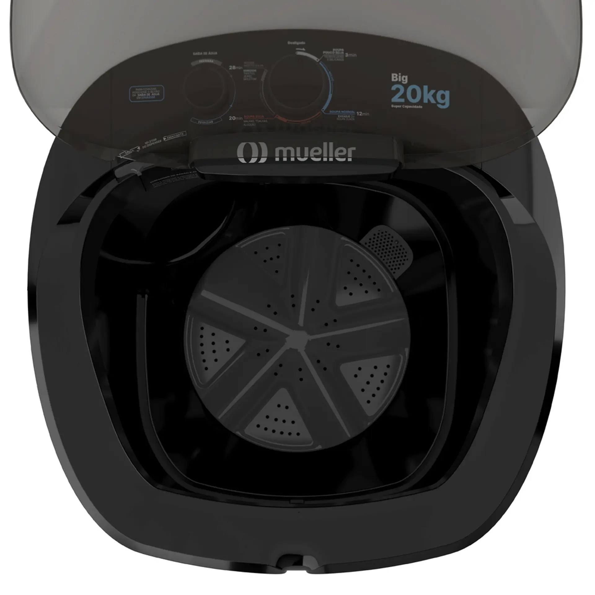 Tanquinho Mueller Big 20Kg Semiautomático Sistema de Drenagem - Preto - 110 Volts