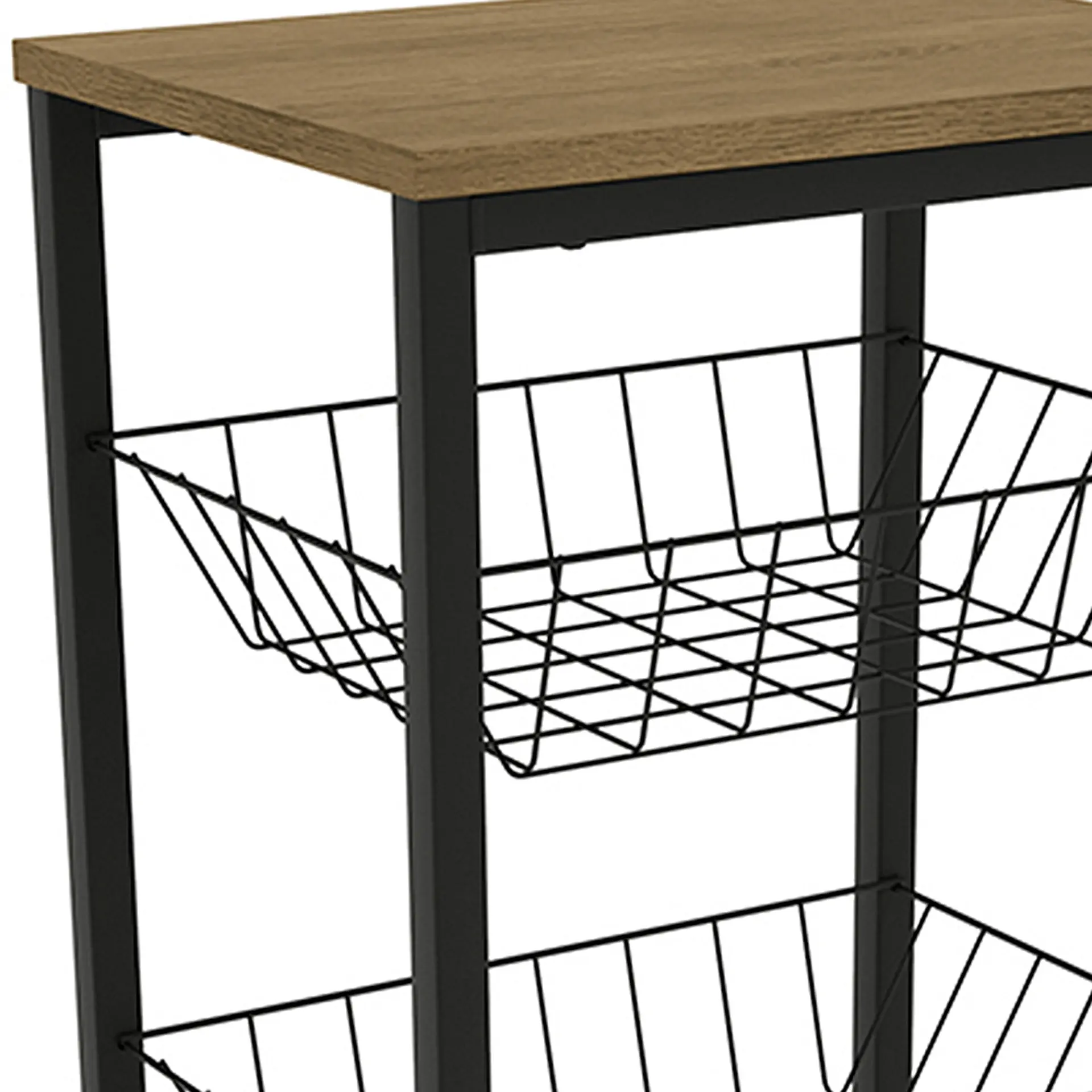 Fruteira Organizadora 40cm 3 cestos LI035 Kappesberg - Freijó/Preto Fosco