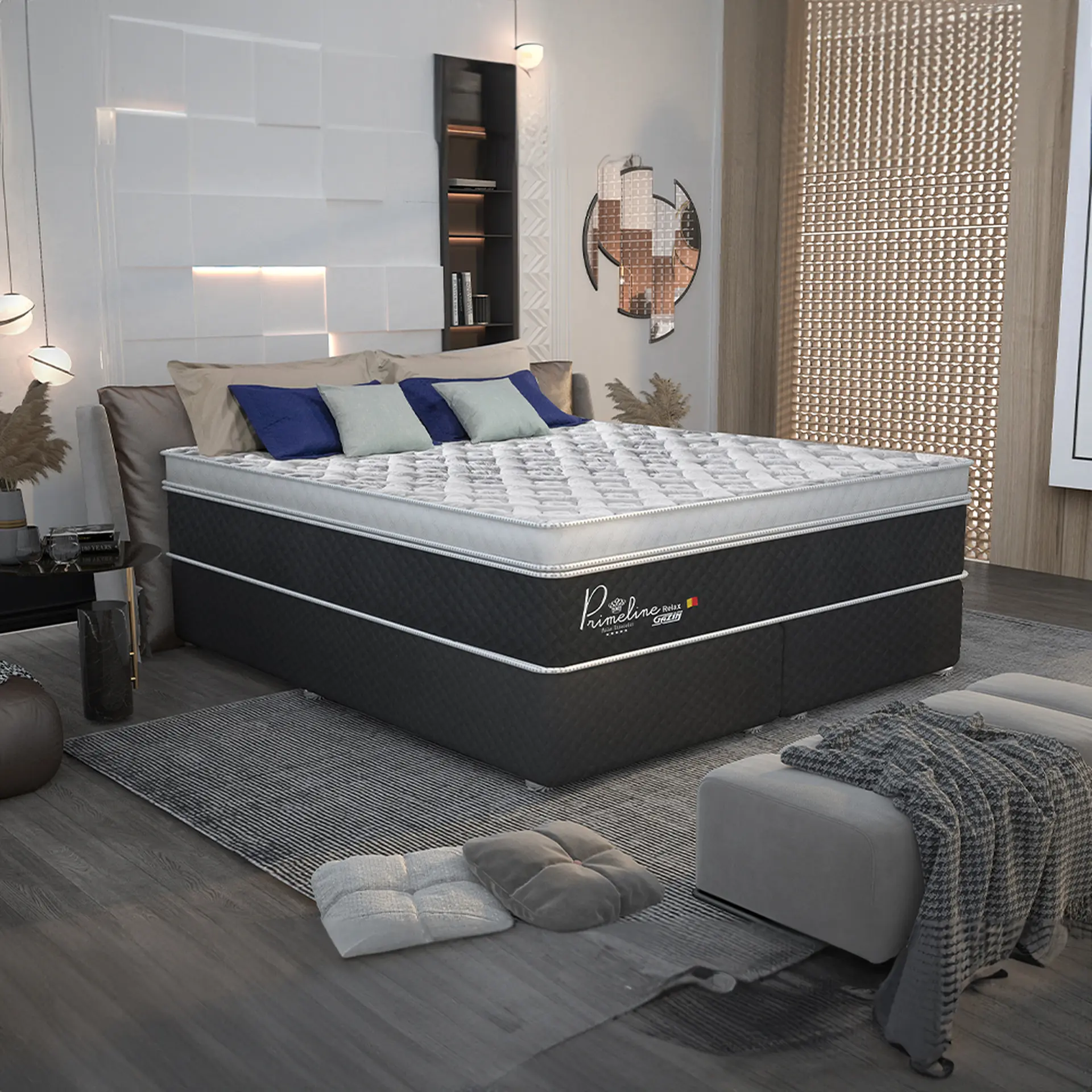 Colchão Cama Box Gazin Molas BlueWave King Size Primeline Relax 193x203