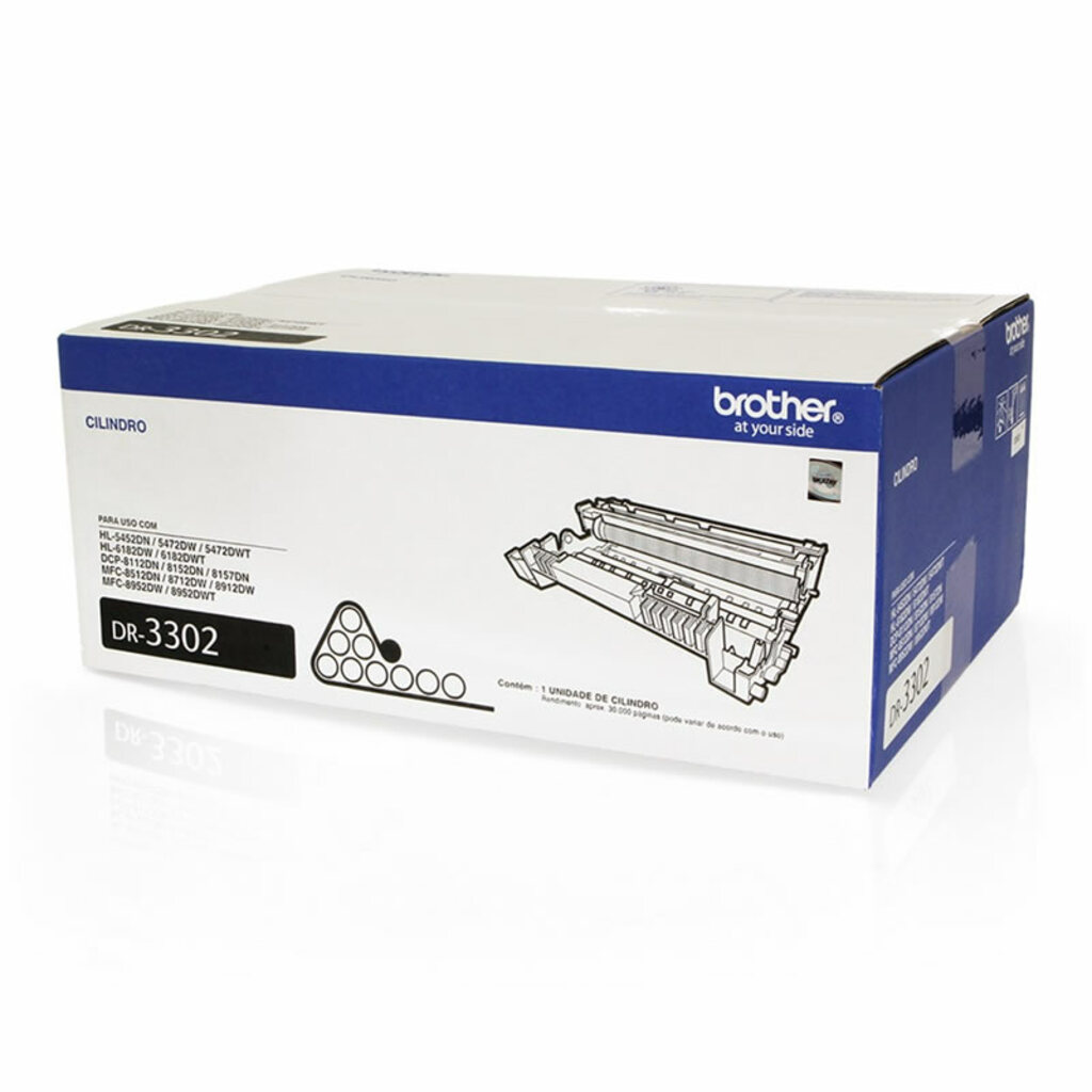 Cilindro Brother DR3302 Preto Original para HL5452DN, HL5472DW, HL5472DWT, HL6182DW, HL6182DWT, DCP8112DN, DCP8152DN, DCP-8157DN