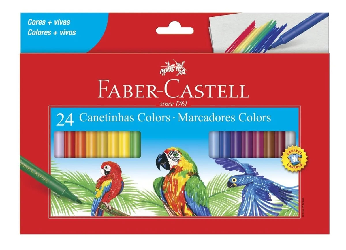 Caneta Hidrocor Faber Castell 24 Colors